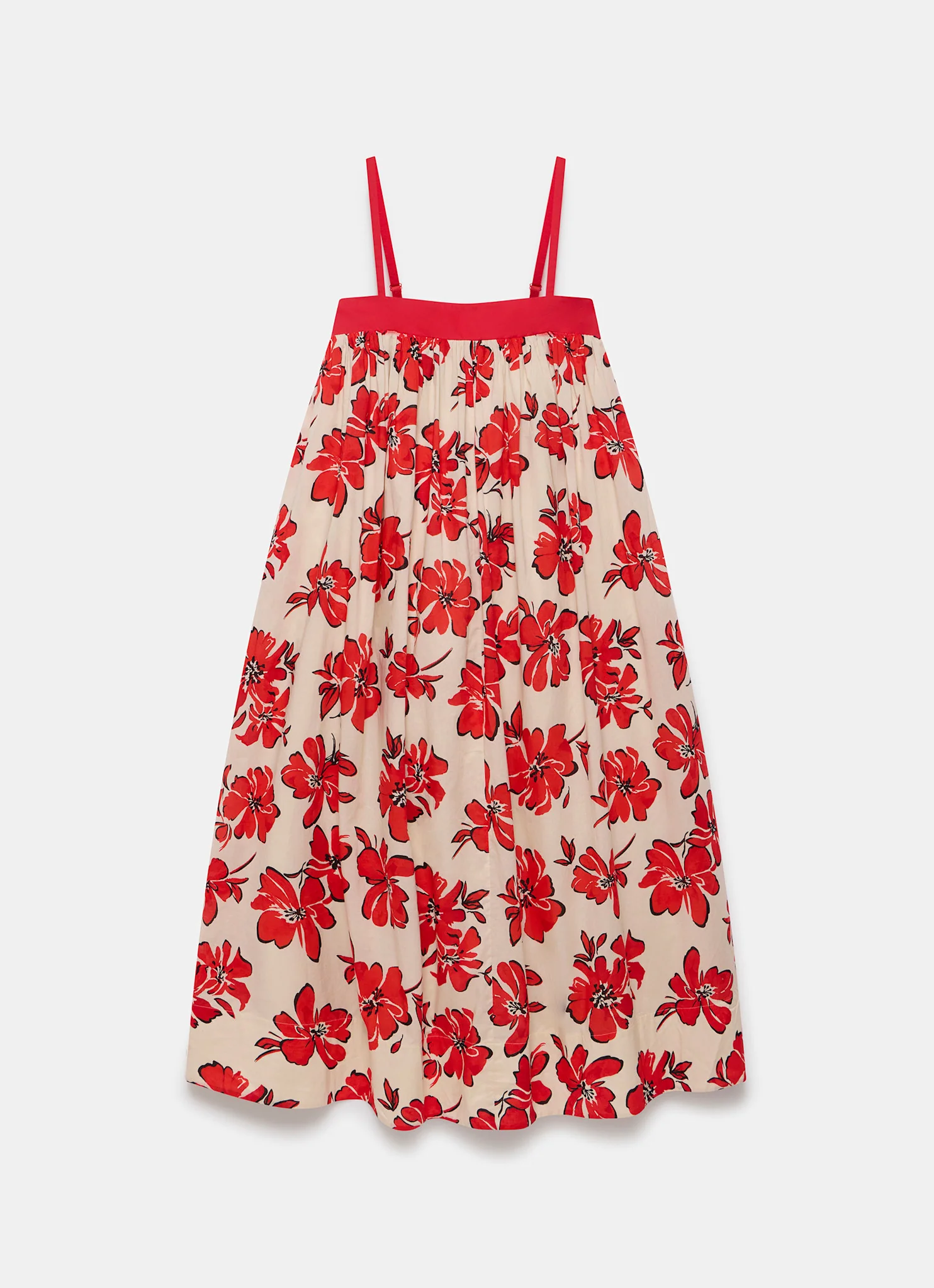Red Floral Print Maxi Dress