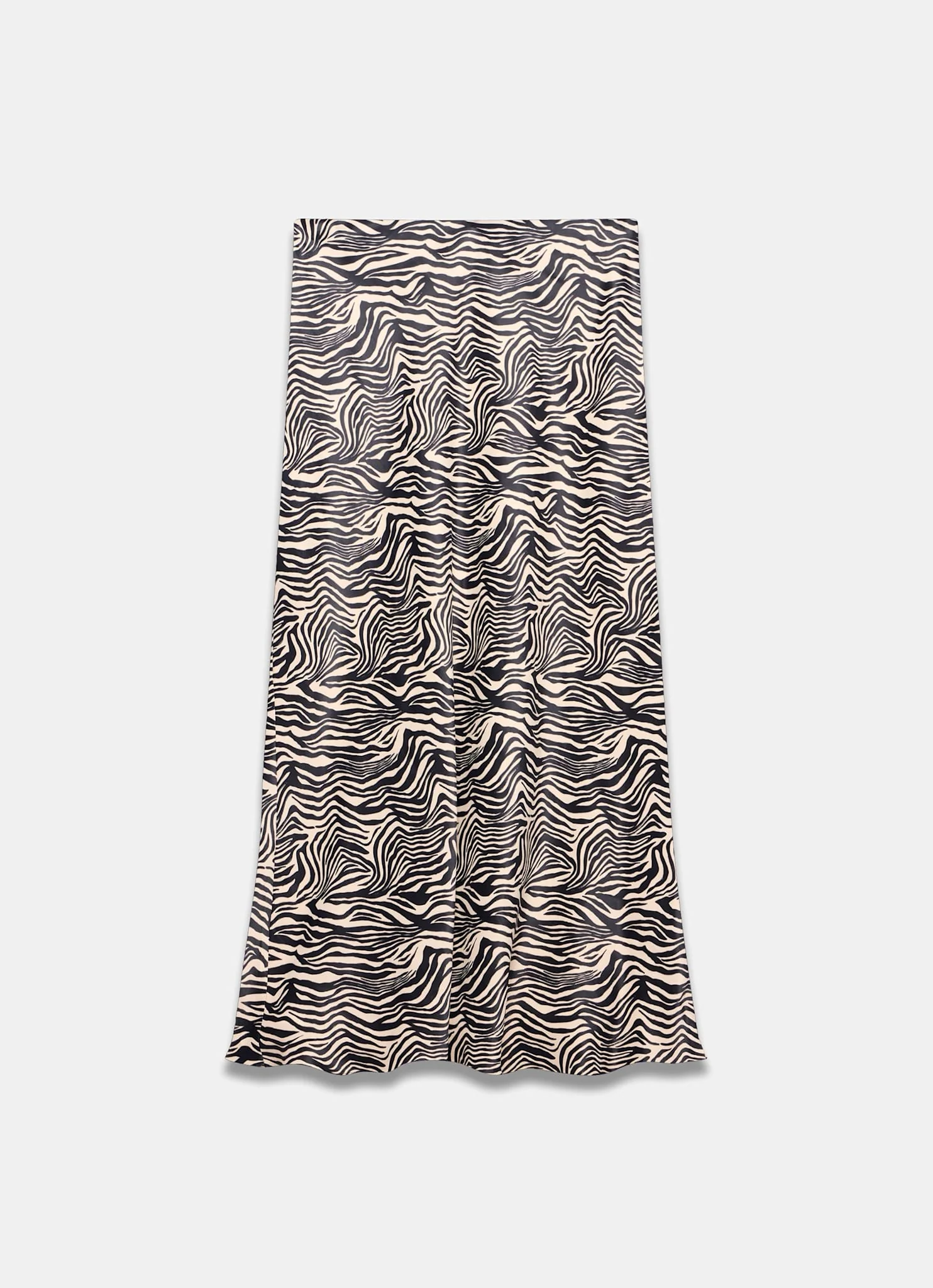 Zebra Print Satin Slip Midi Skirt