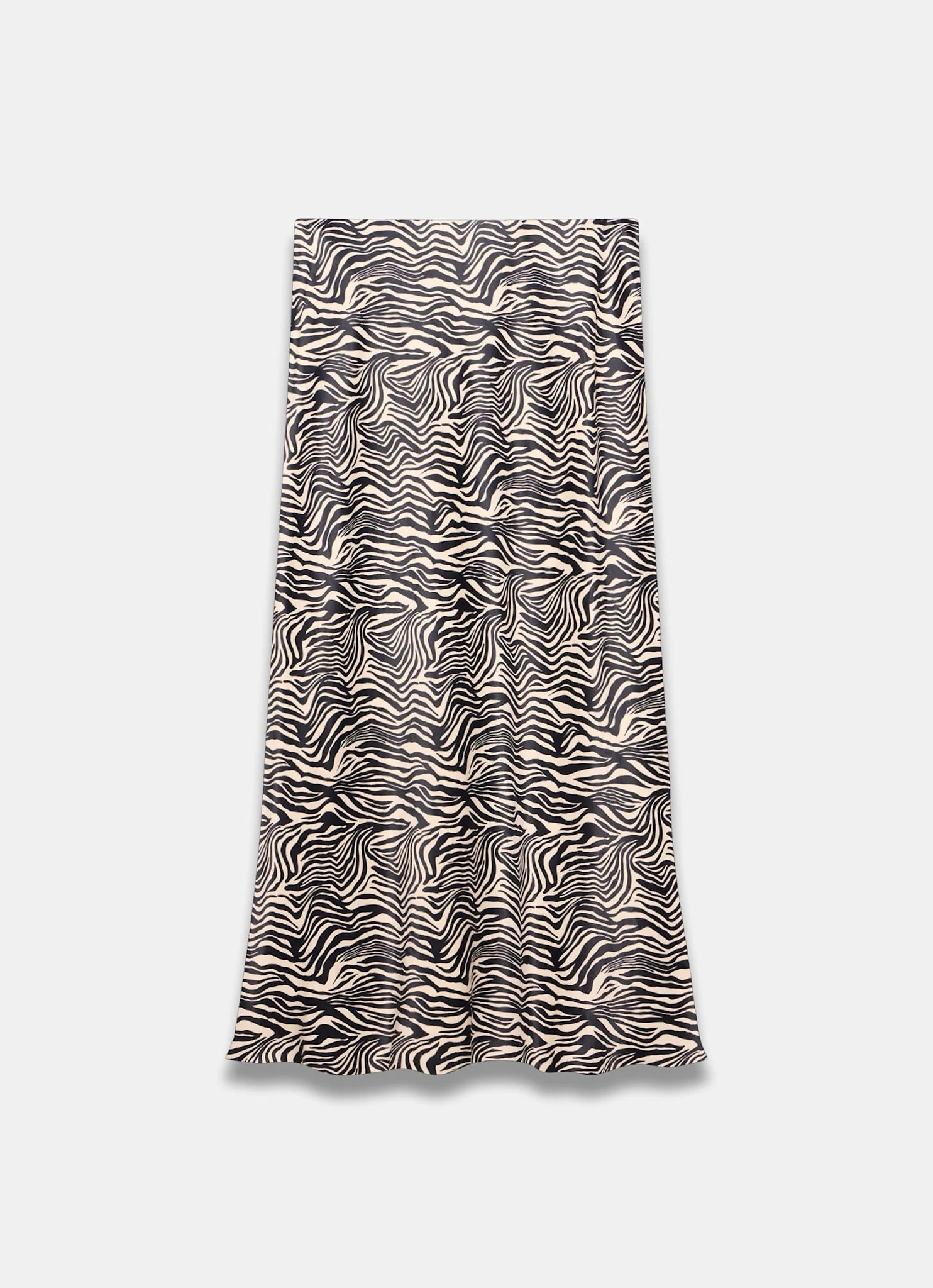 Zebra Print Satin Slip Midi Skirt