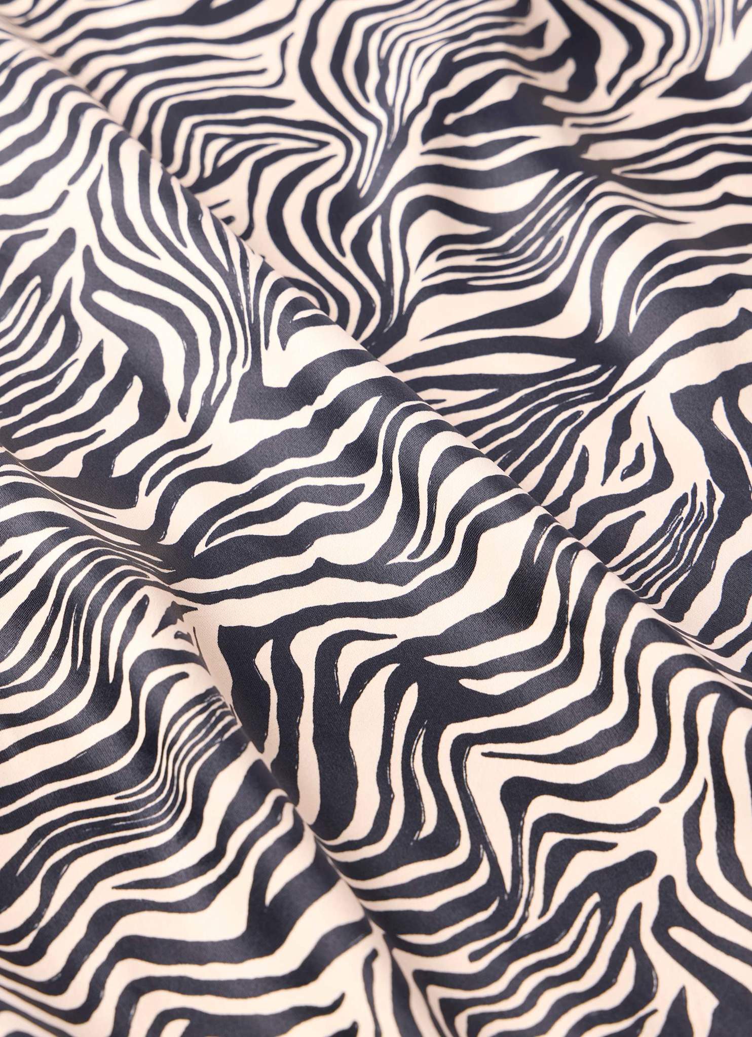 Zebra Print Satin Slip Midi Skirt