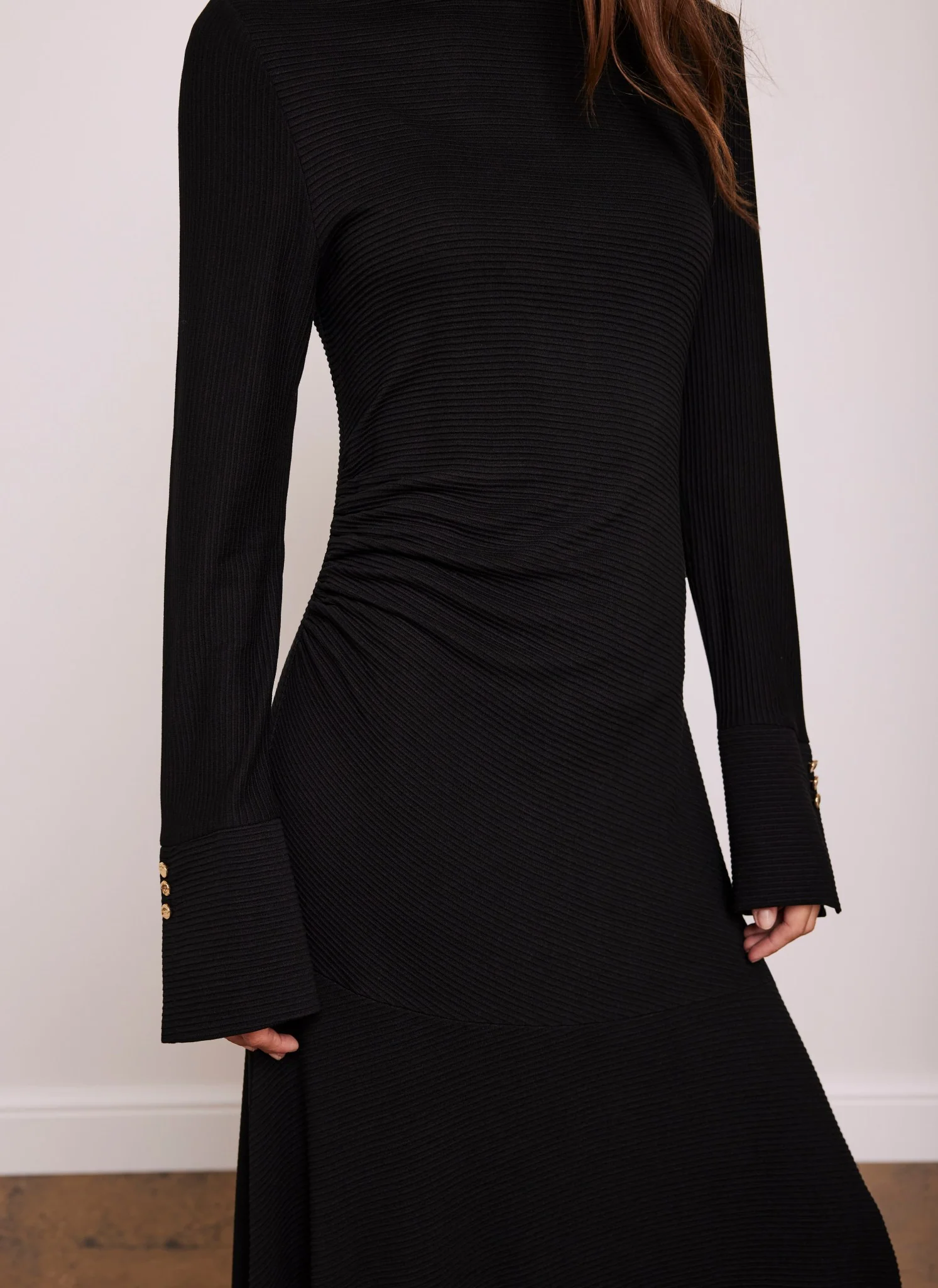 Black Ribbed Jersey Maxi Dress