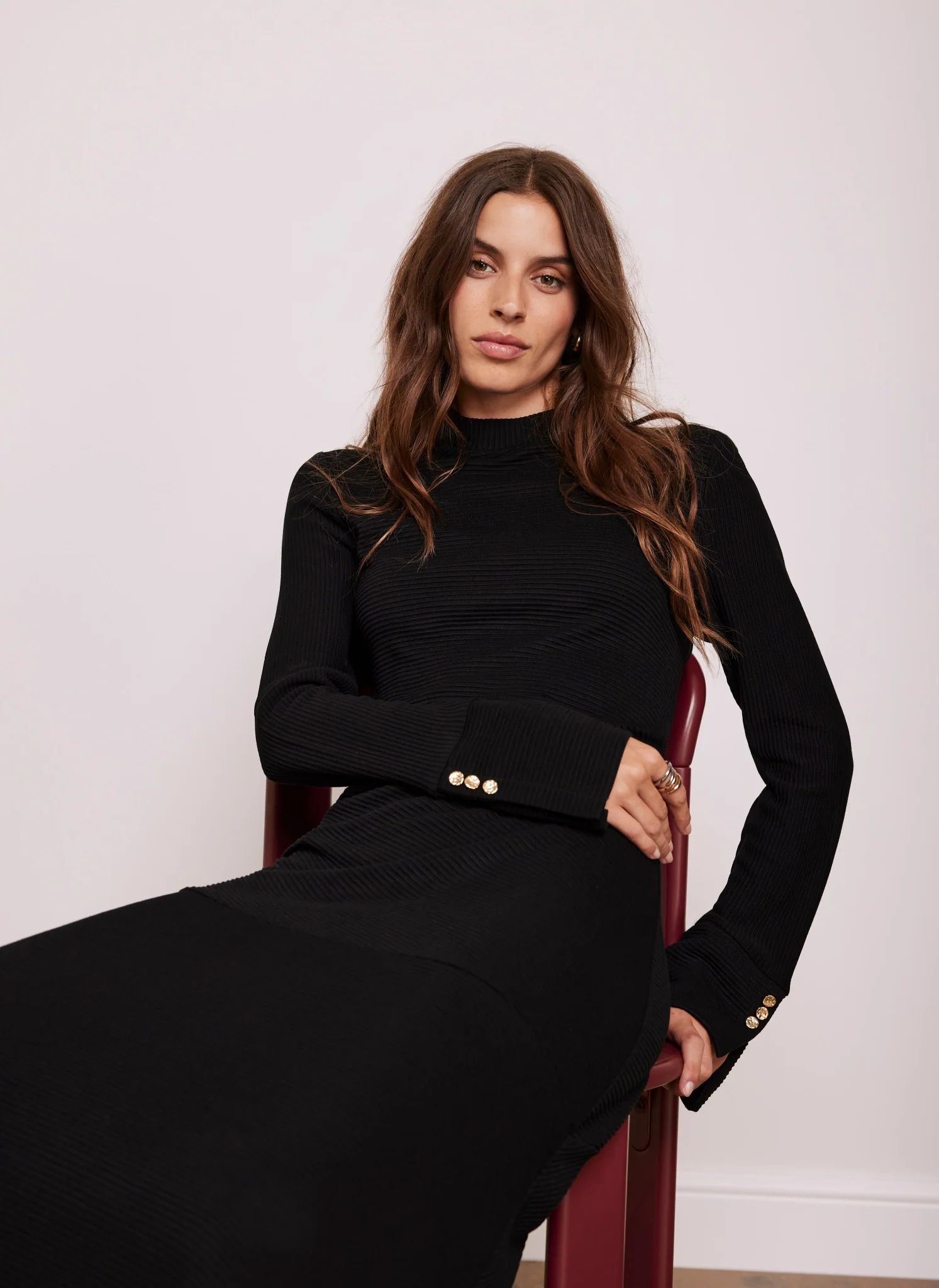 Black Ribbed Jersey Maxi Dress