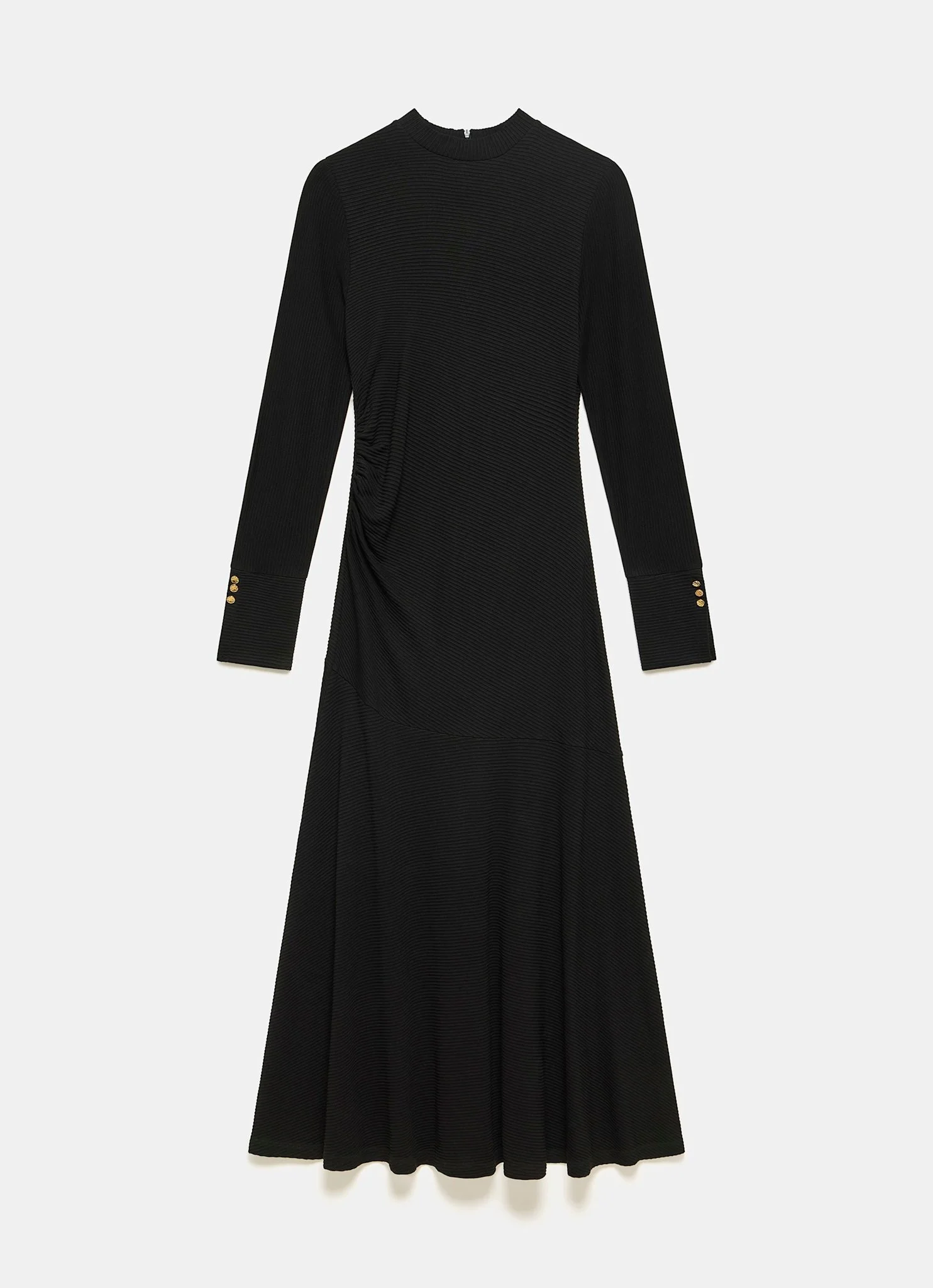 Black Ribbed Jersey Maxi Dress