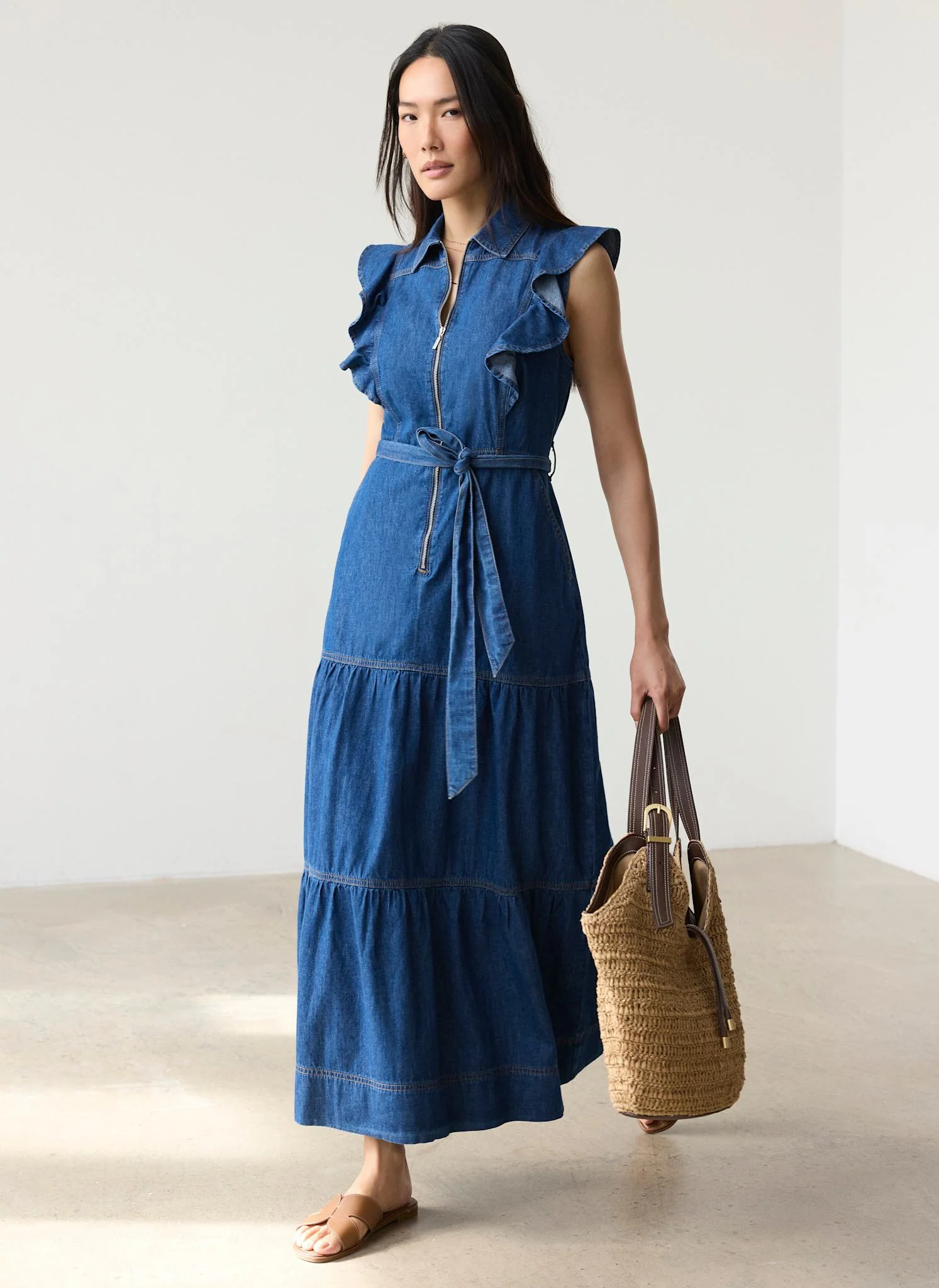 293-indigo-denim-ruffle-maxi-shirt-dress-1.webp Indigo Denim Ruffle Maxi Shirt Dress
