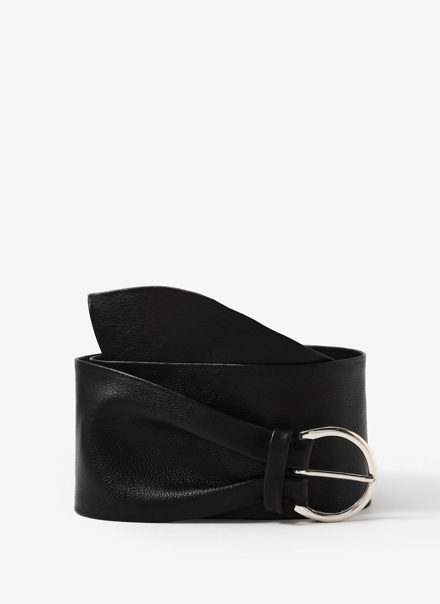 Black Leather Soft Wide Waist Belt