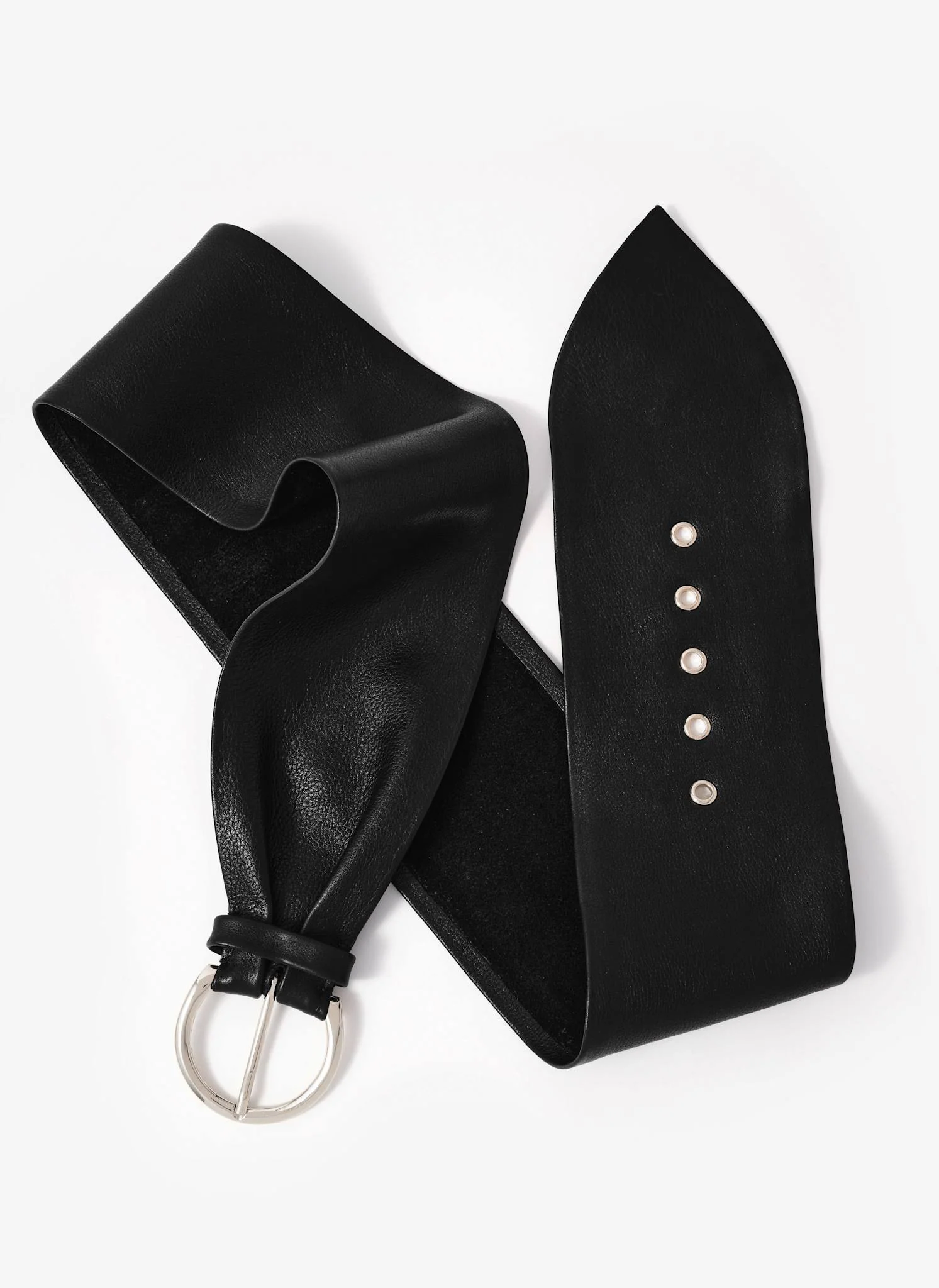 Black Leather Soft Wide Waist Belt