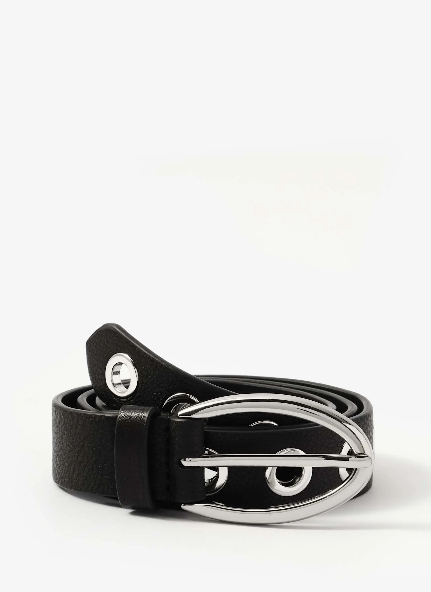 Black Leather Eyelet Belt