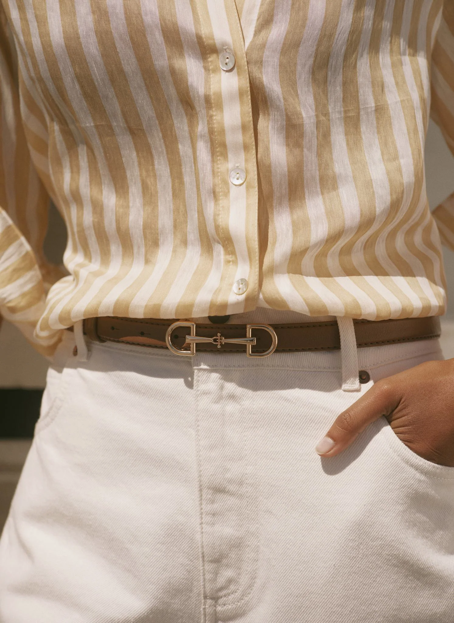 Tan Leather Snaffle Detail Belt