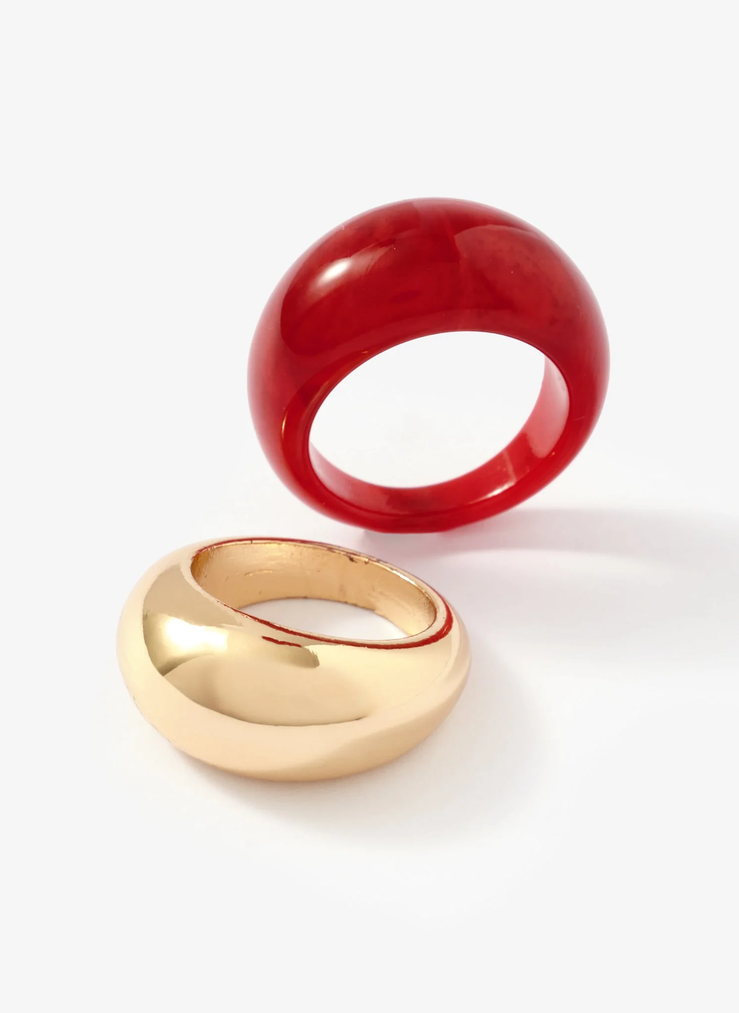 Resin & Gold Tone Ring Duo