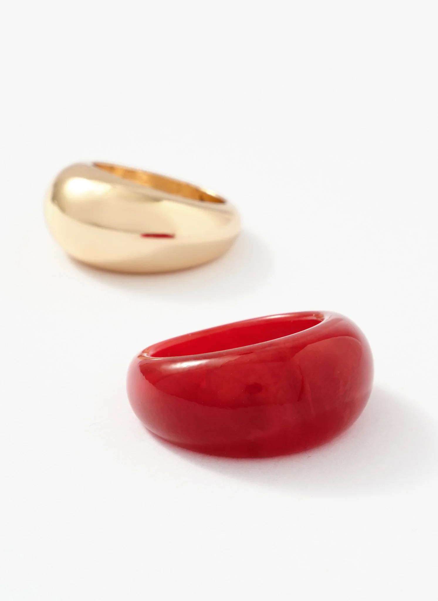 Resin & Gold Tone Ring Duo