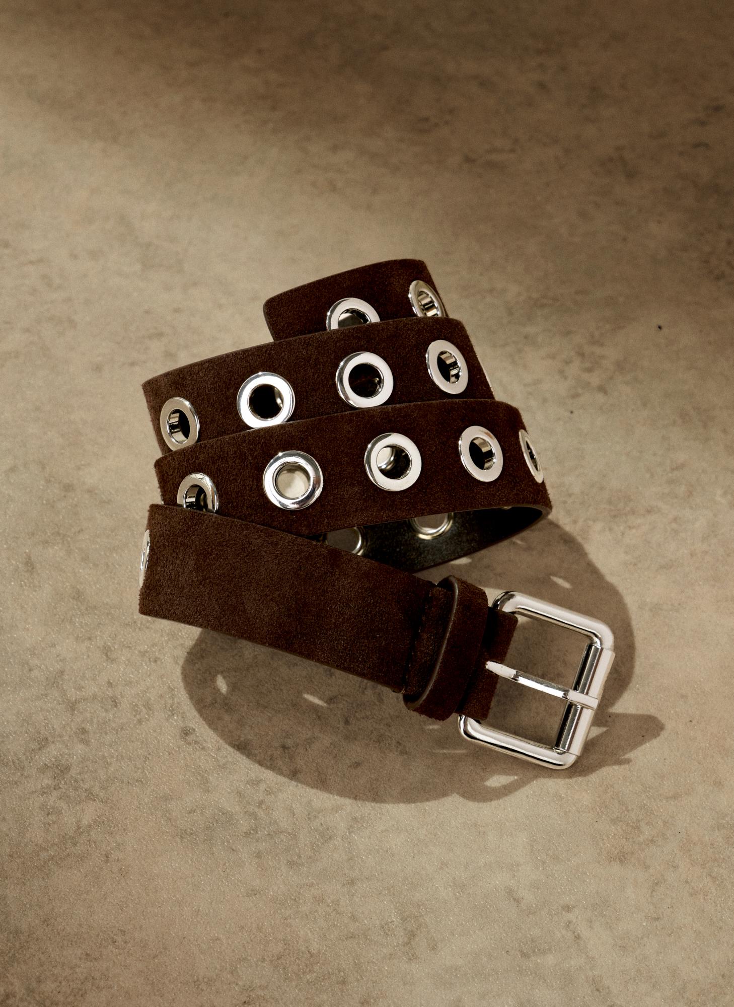 3068-brown-suede-eyelet-belt-1.jpg Brown Suede Eyelet Belt