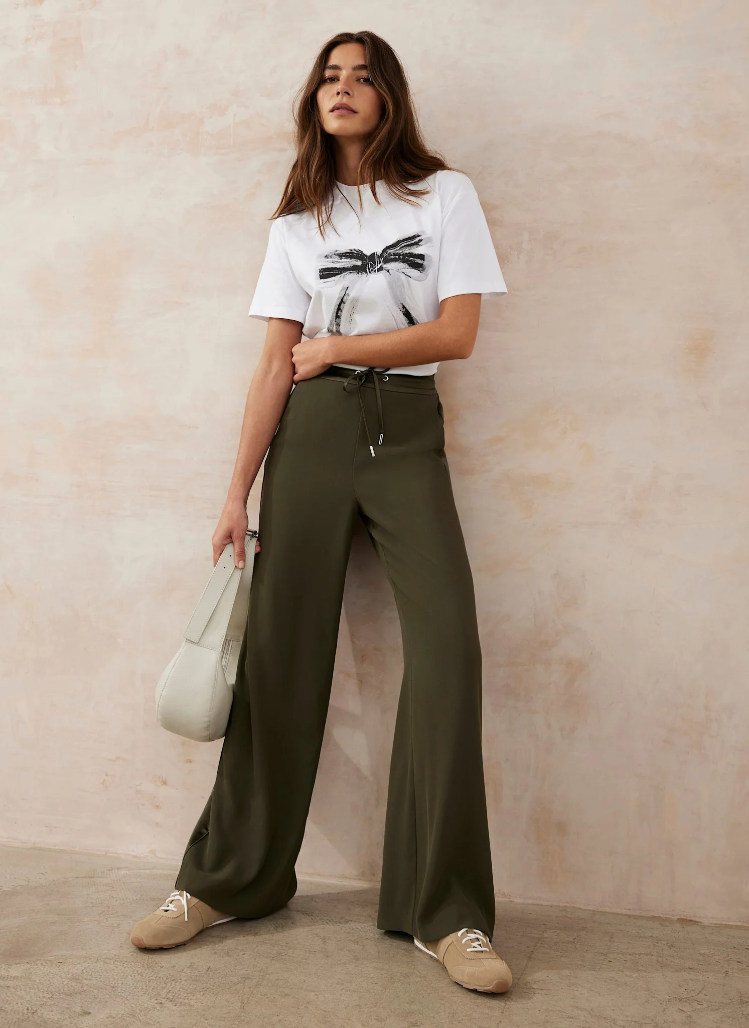 Khaki Side Stripe Wide Trousers