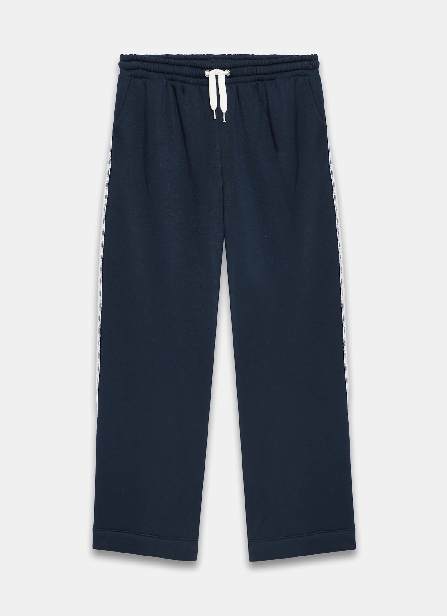 Navy Jersey Crochet Trim Wide Joggers