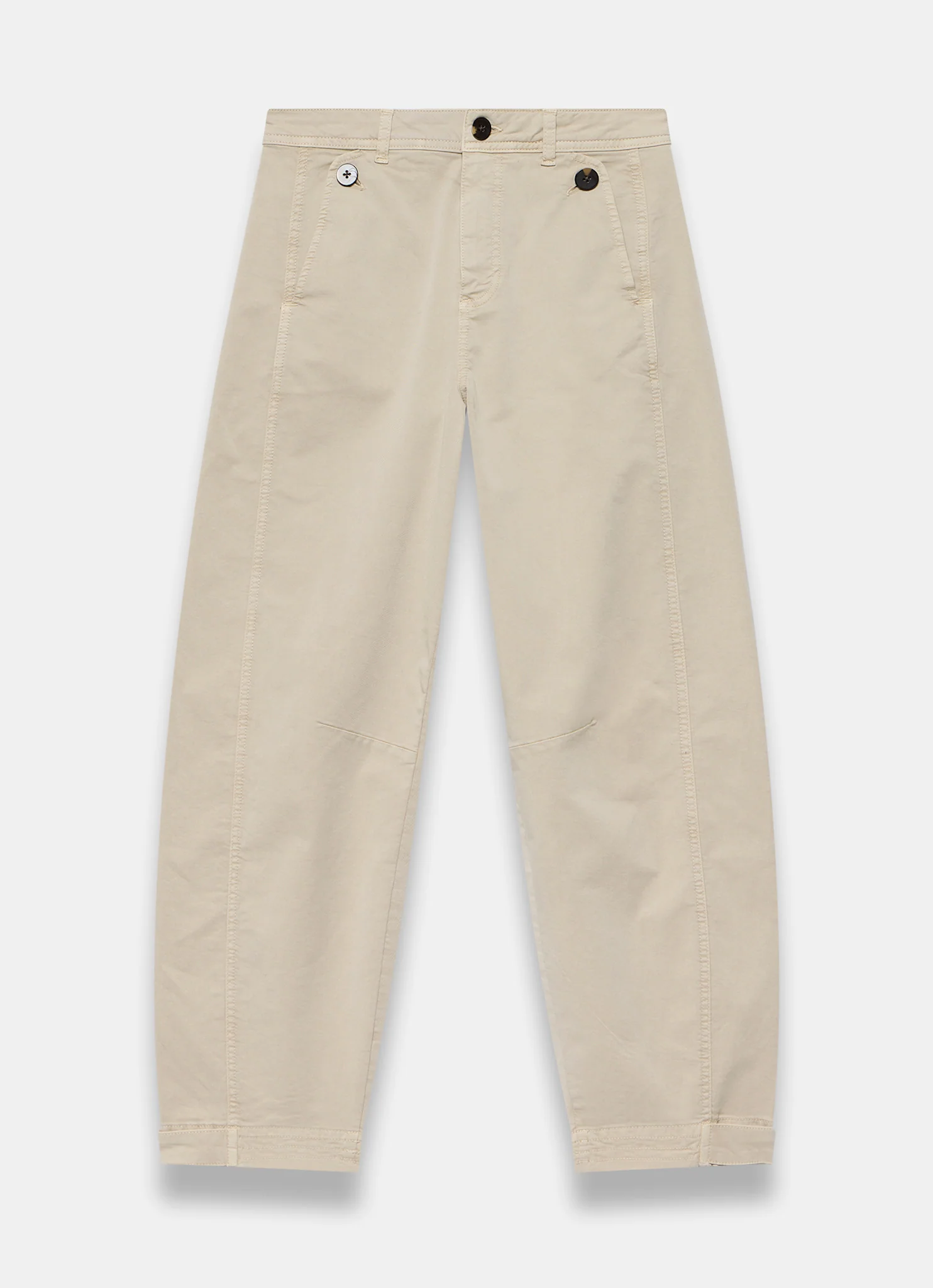 Neutral Washed Barrel Leg Chino Trousers