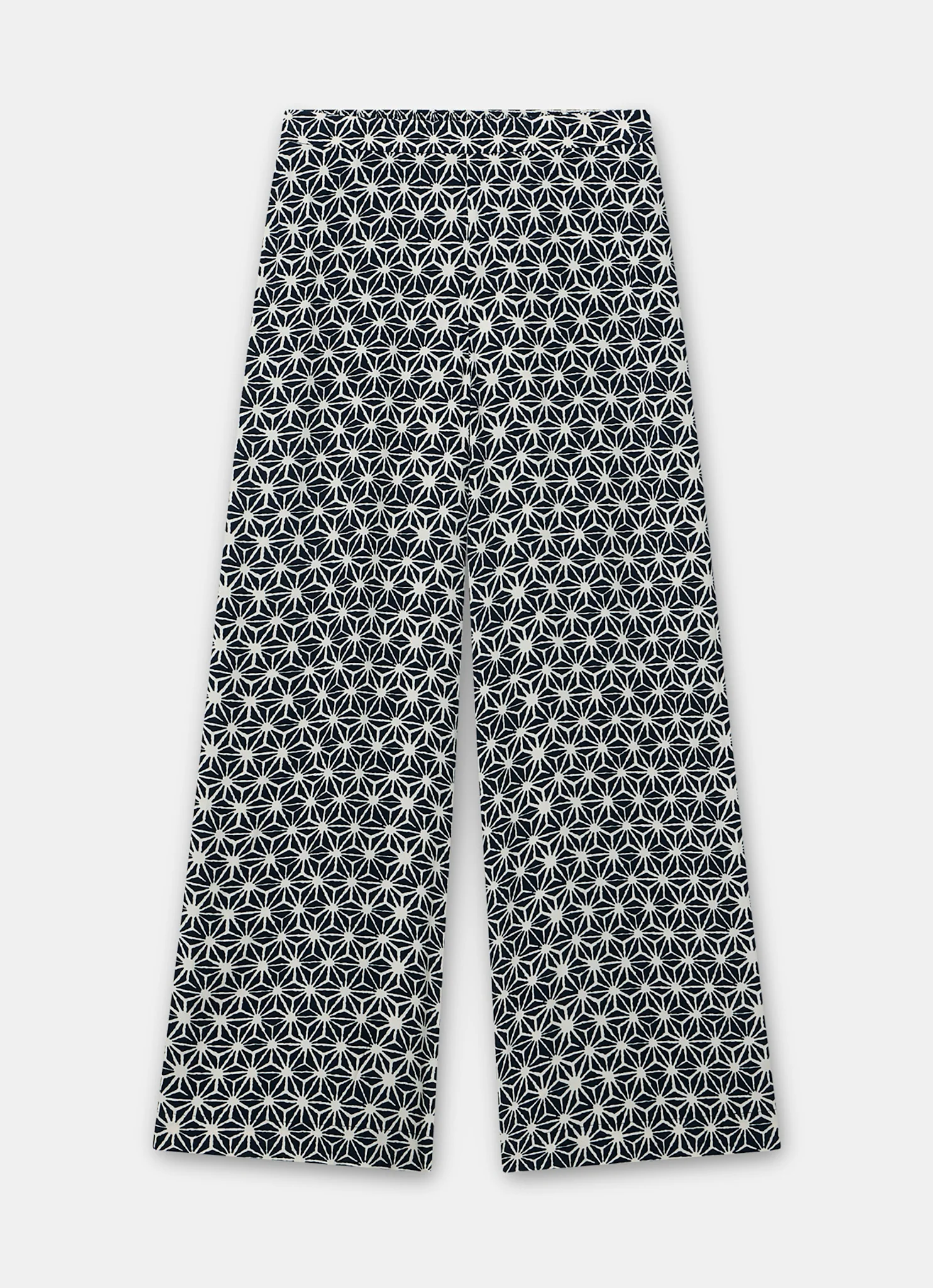 Navy Geometric Print Wide Trousers