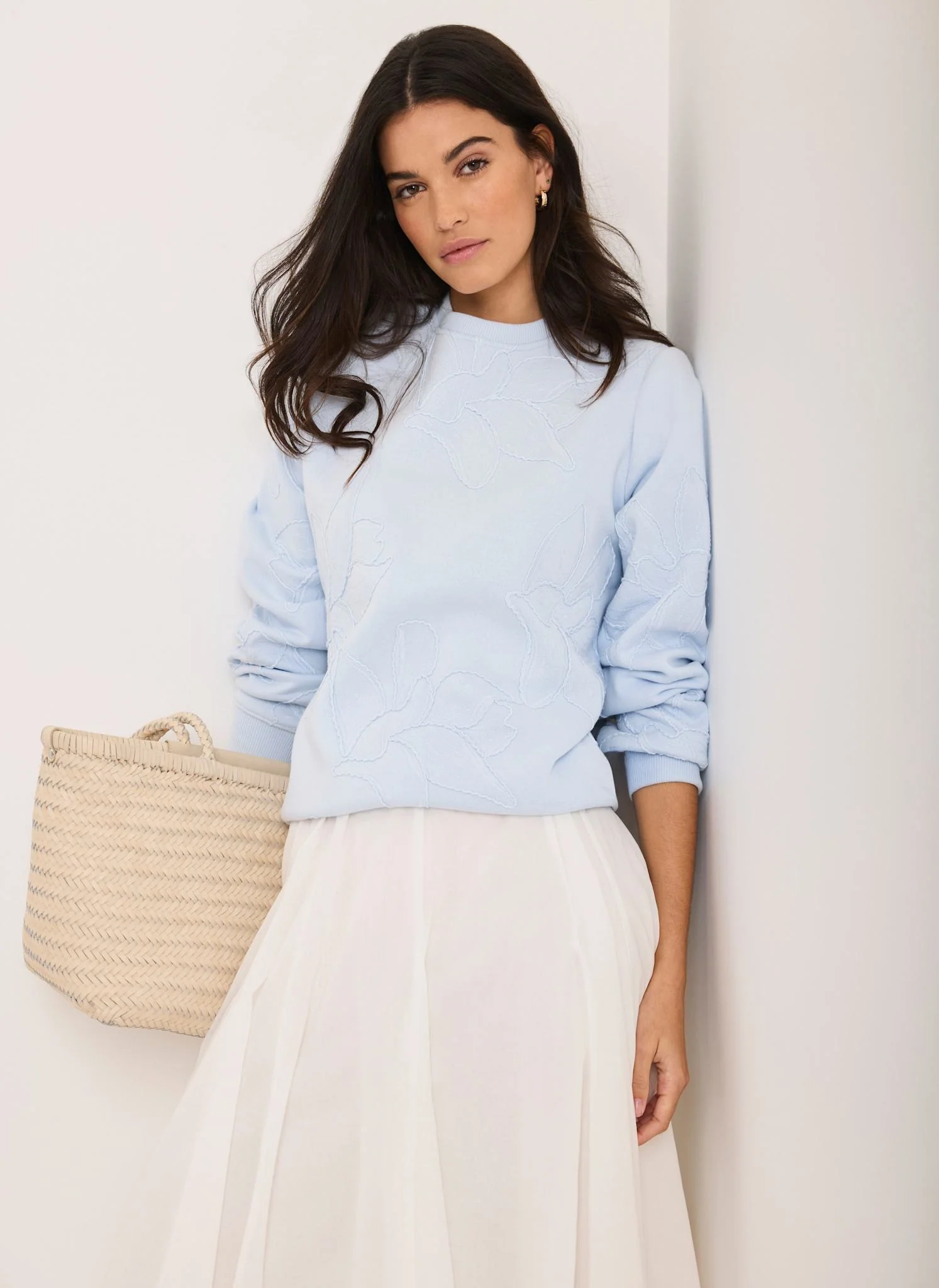 Blue Embroidered Sweatshirt