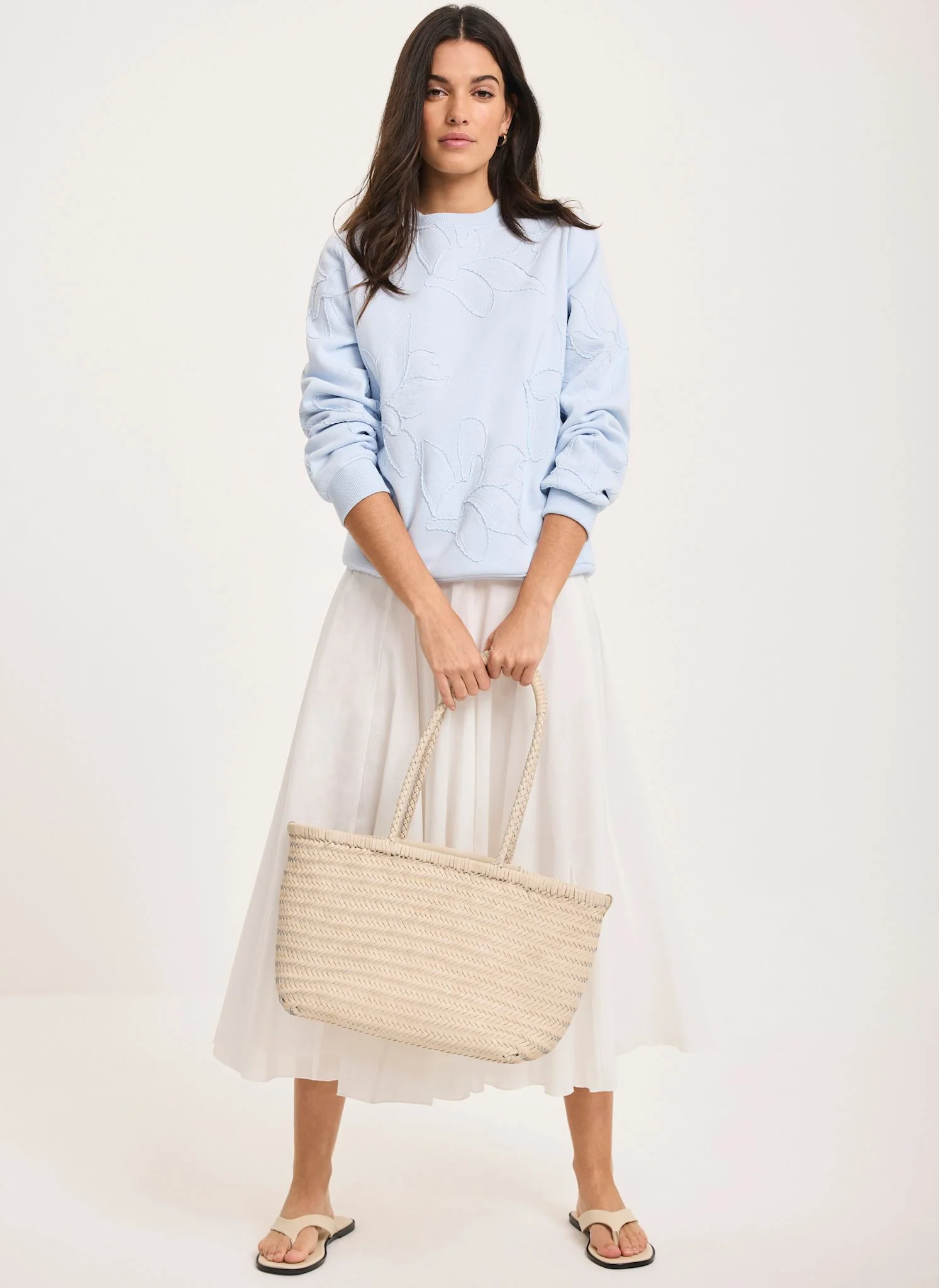 Blue Embroidered Sweatshirt