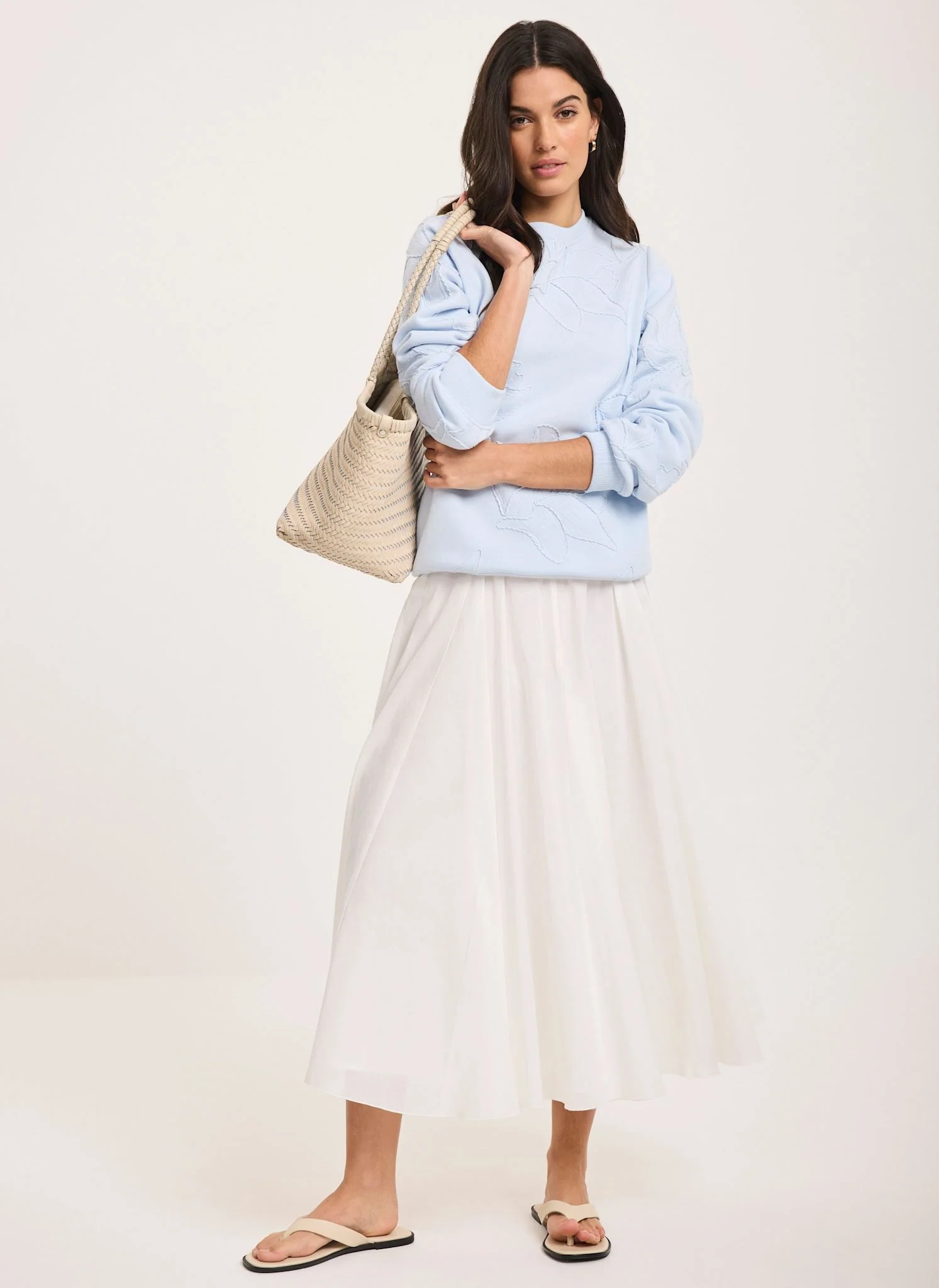 Blue Embroidered Sweatshirt