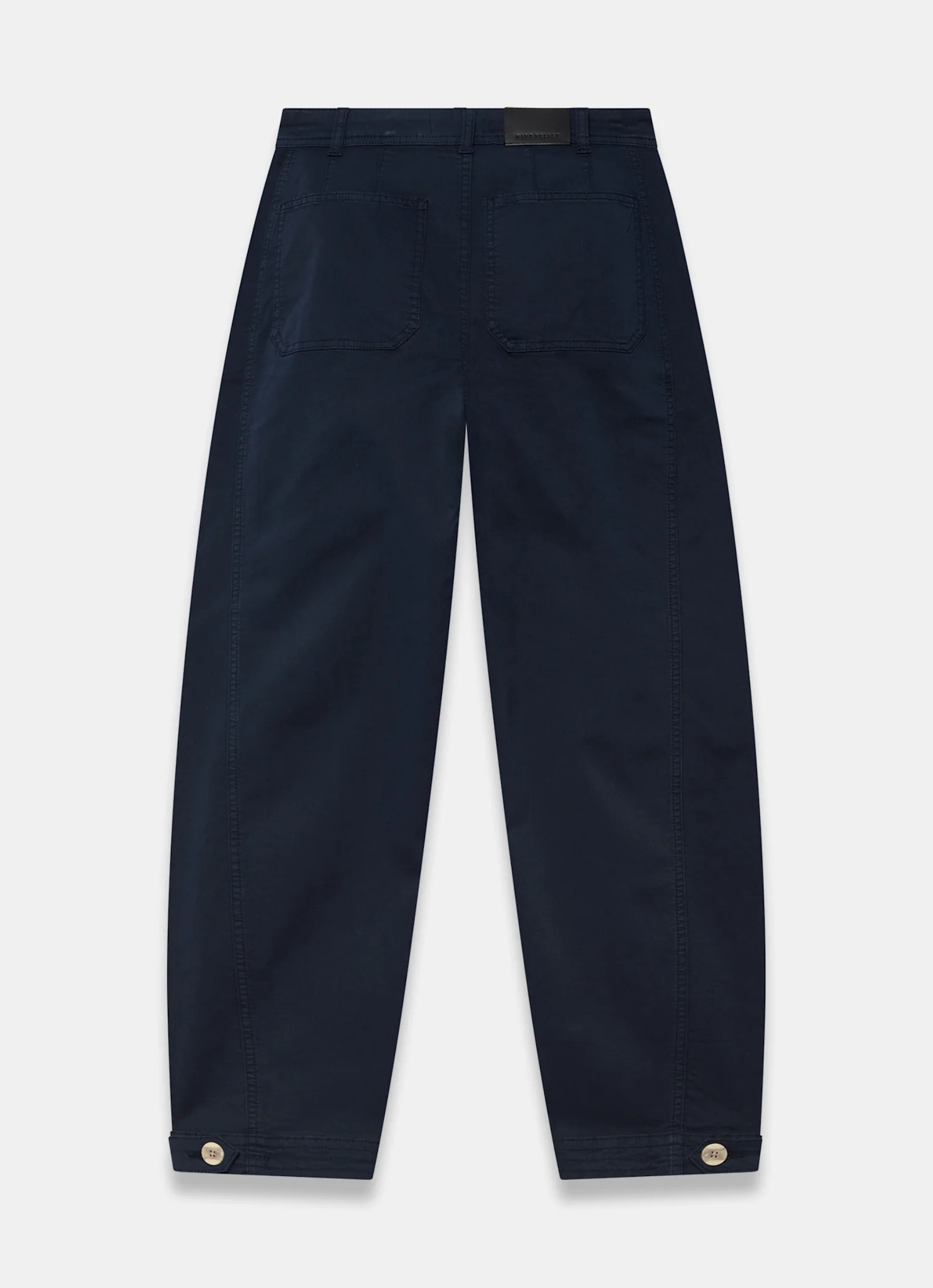 Navy Washed Barrel Leg Chino Trousers