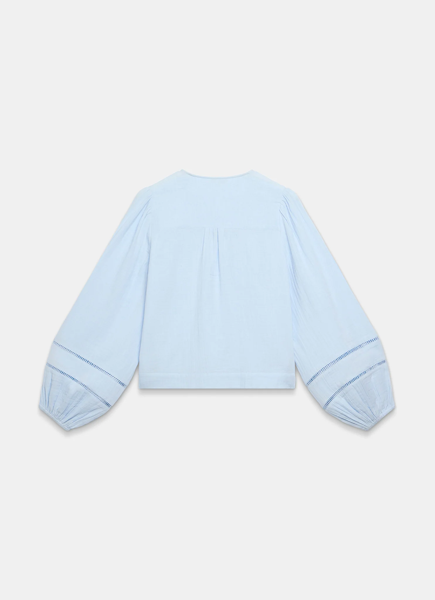 Blue Cotton Cheesecloth Open Stitch Blouse