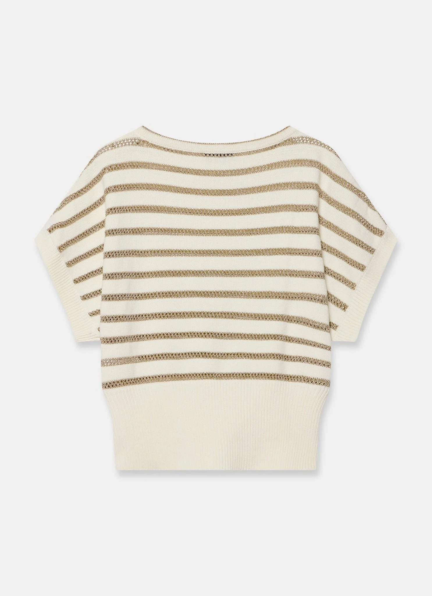Cream Cotton Blend Metallic Stripe Top