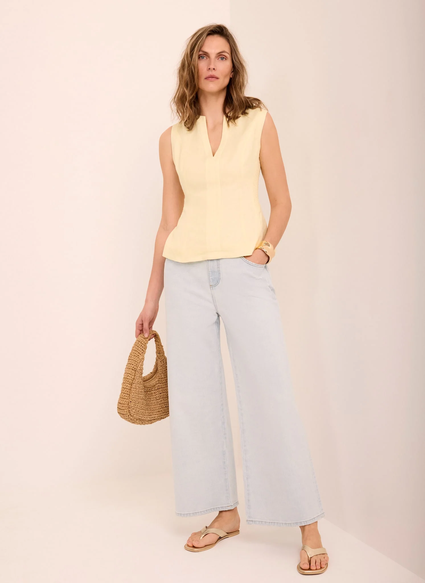 Light Indigo Ankle Wide Jeans