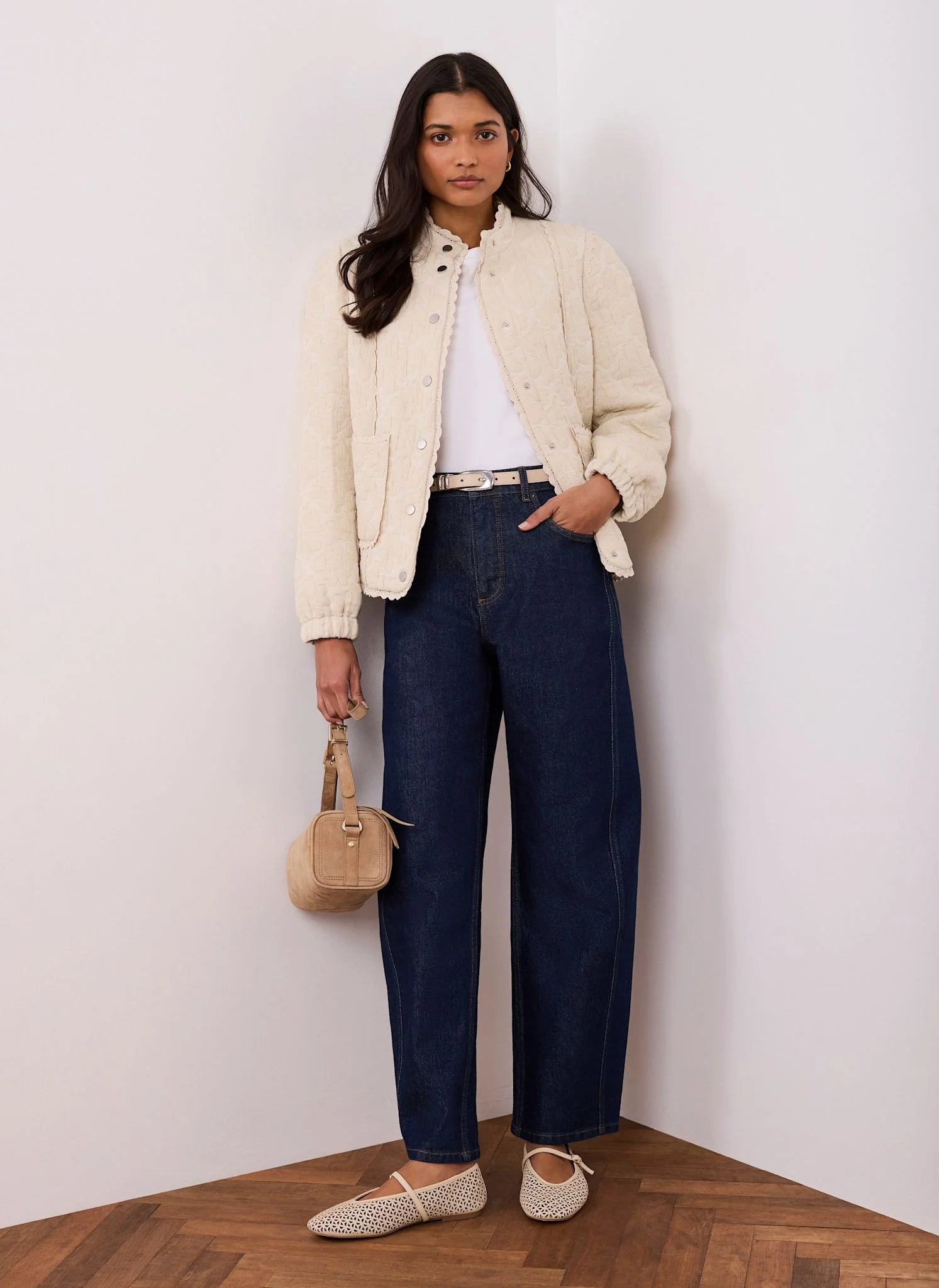 3724-cream-floral-jacquard-quilted-jacket-5.webp Cream Floral Jacquard Quilted Jacket