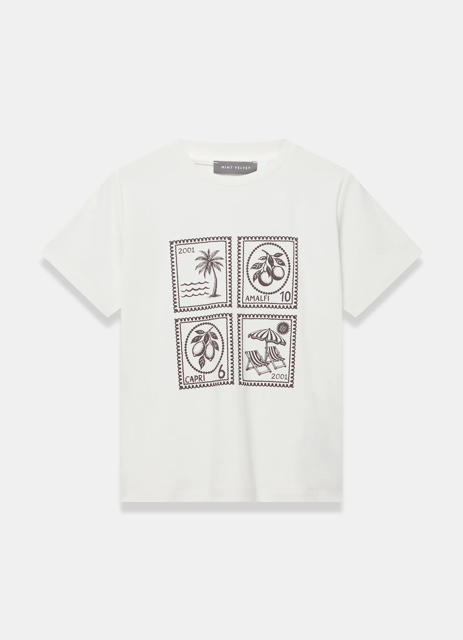 White Cotton Stamp Graphic T-Shirt