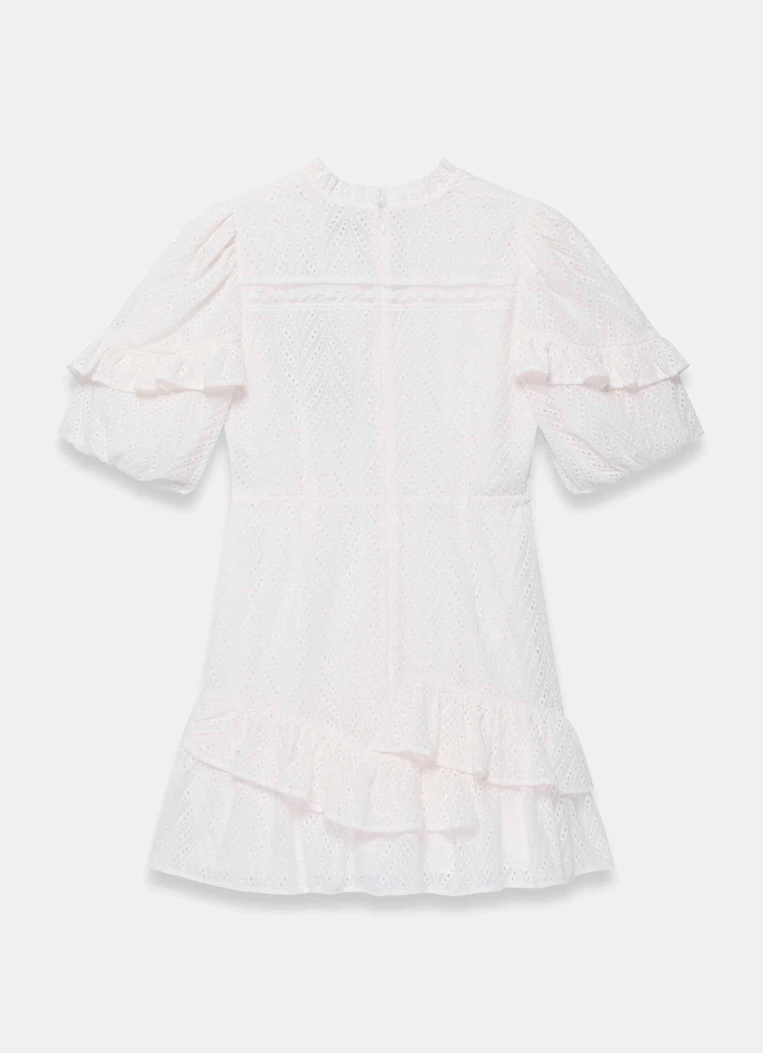 White Broderie Ruffle Detail Mini Dress