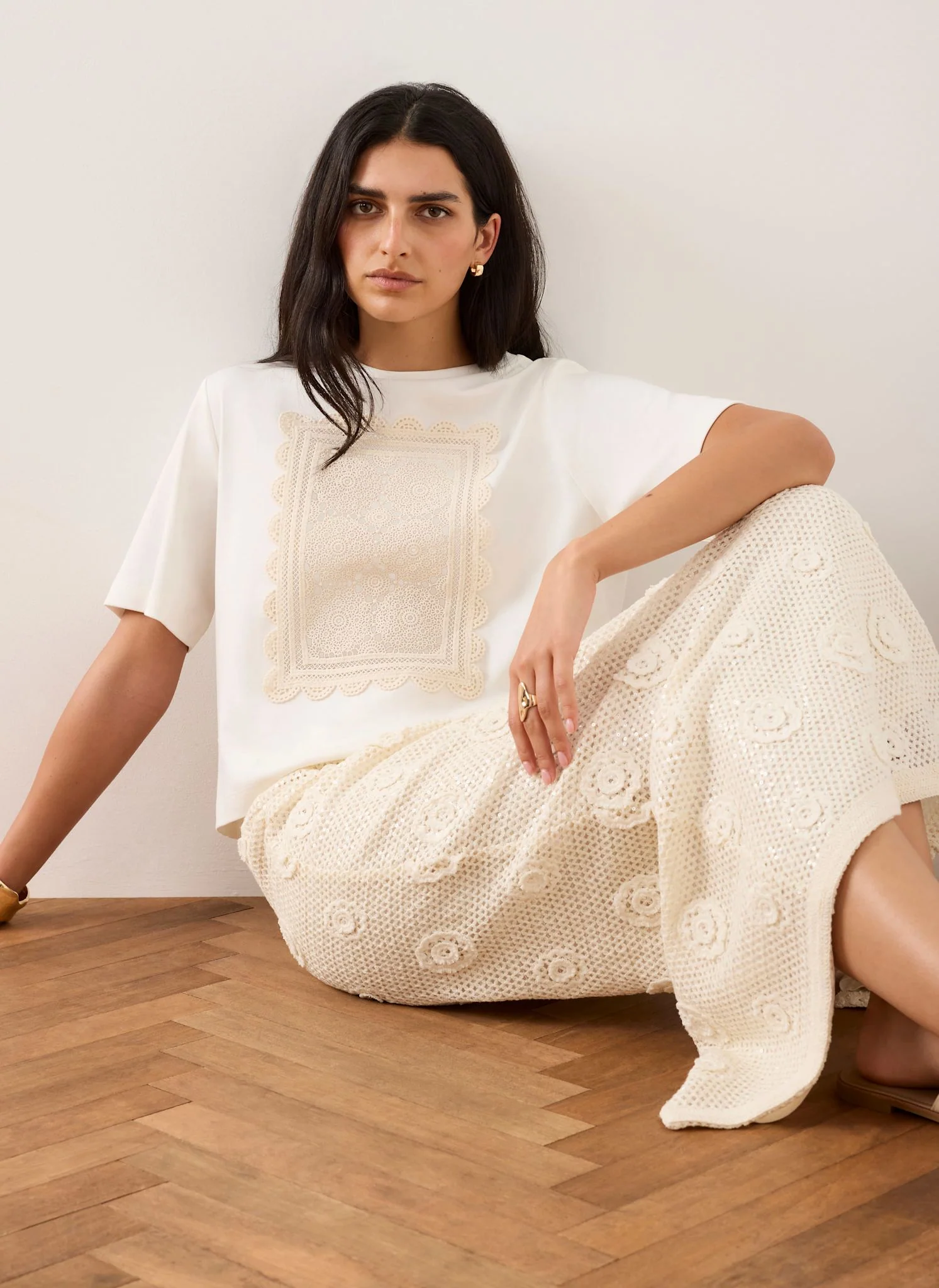 3807-cream-crochet-panel-t-shirt-1.webp Cream Crochet Panel T-Shirt