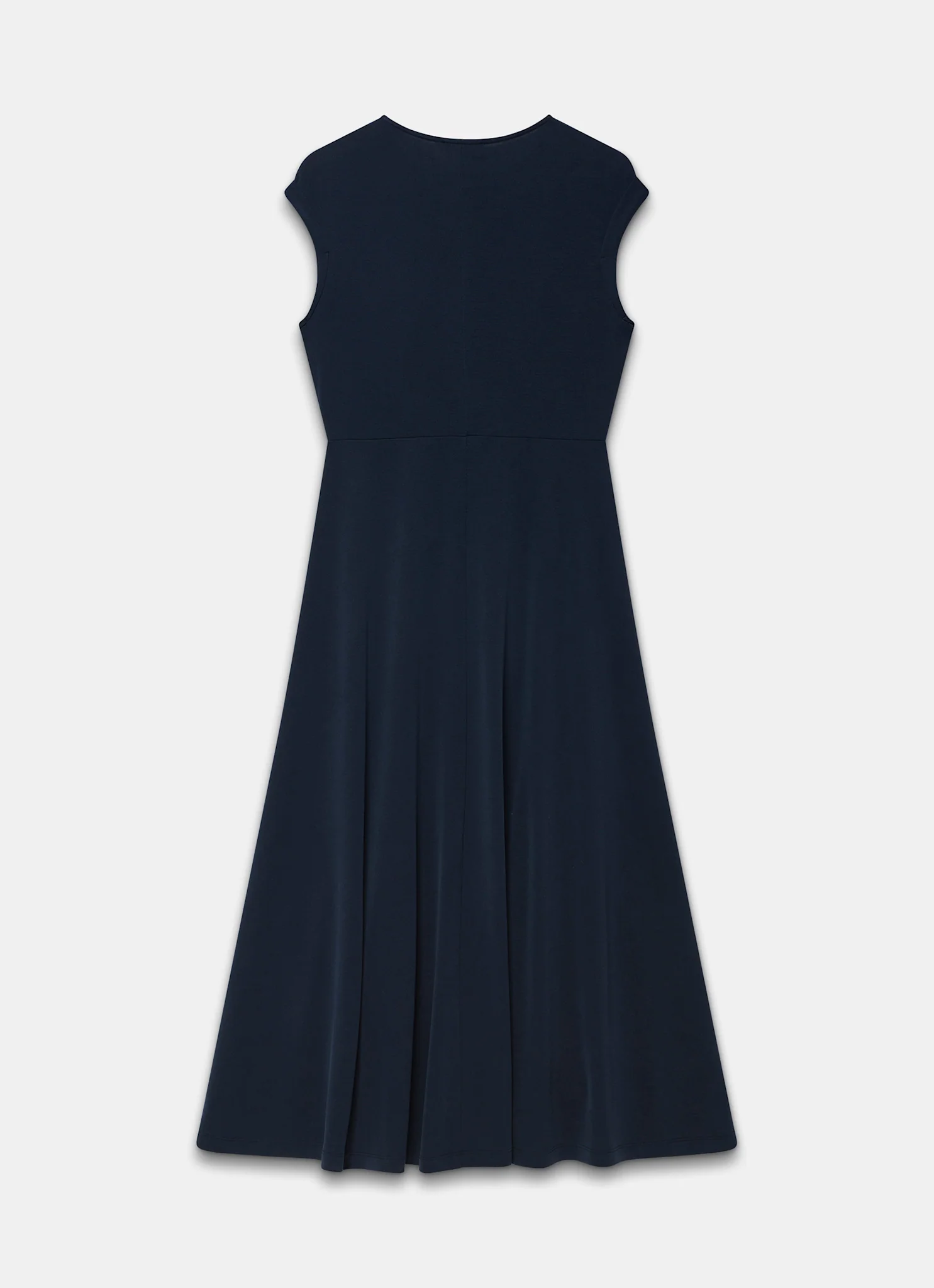 Navy Jersey Asymmetric Midi Dress