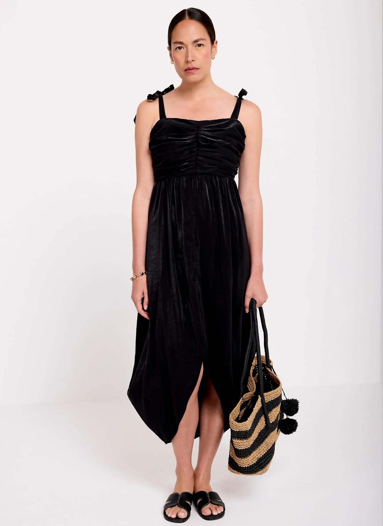 Black Tulip Wrap Midi Dress