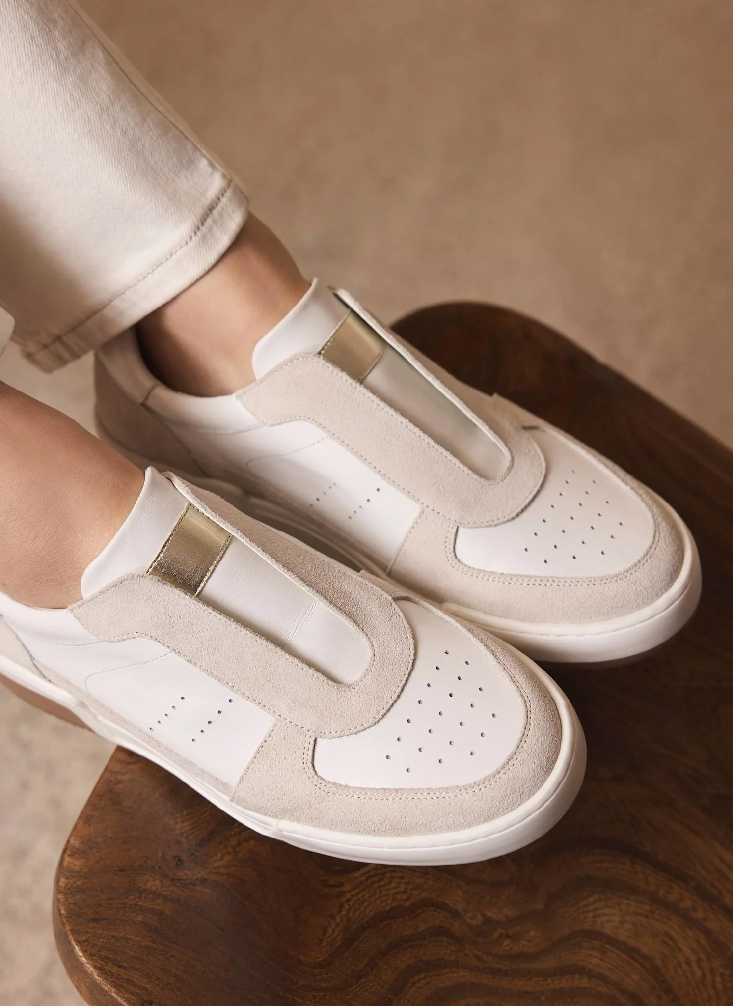 Rylie White Suede Slip On Trainers