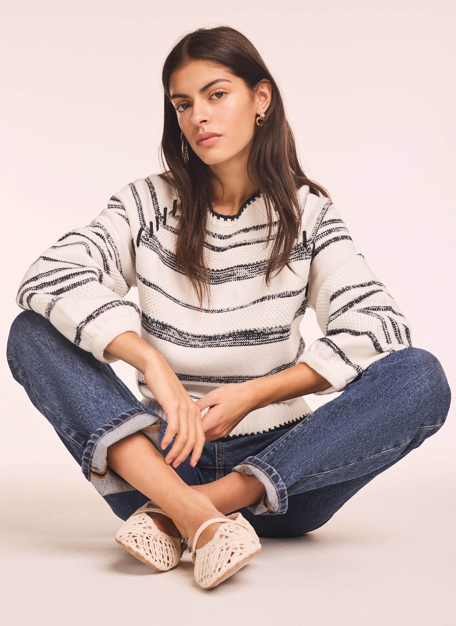 3893-white-striped-cotton-blend-jumper-2.jpg White Striped Cotton Blend Jumper