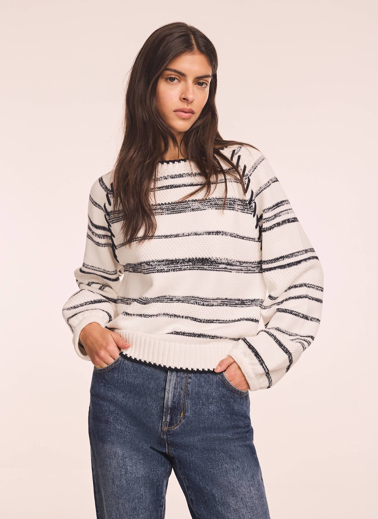 3893-white-striped-cotton-blend-jumper-3.jpg White Striped Cotton Blend Jumper