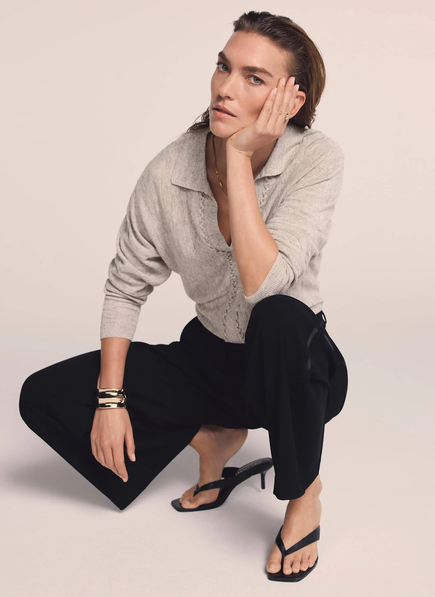 Neutral Linen Blend Knit Jumper