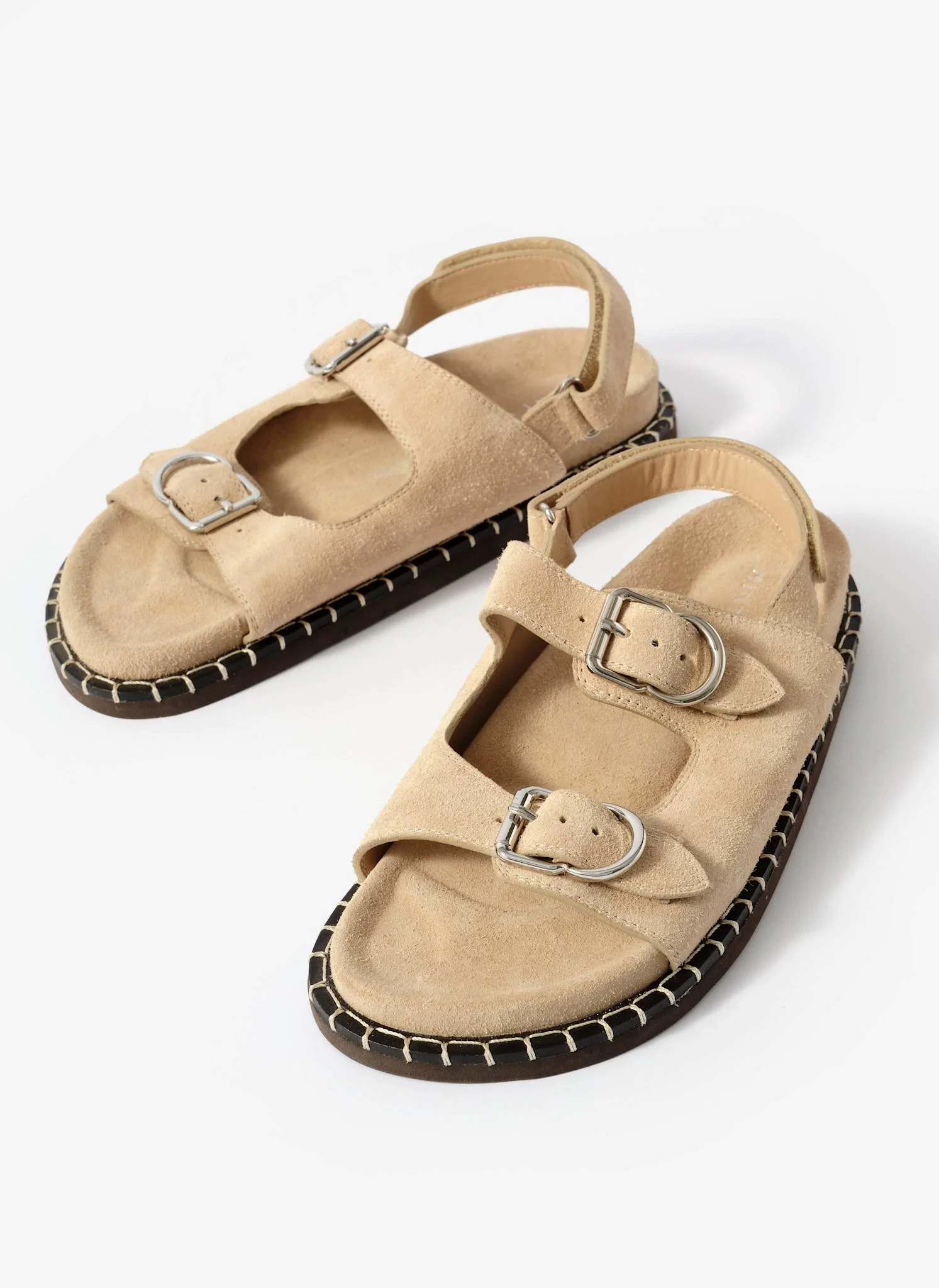 3919-aria-neutral-suede-double-buckle-sandals-5.webp Aria Neutral Suede Double Buckle Sandals