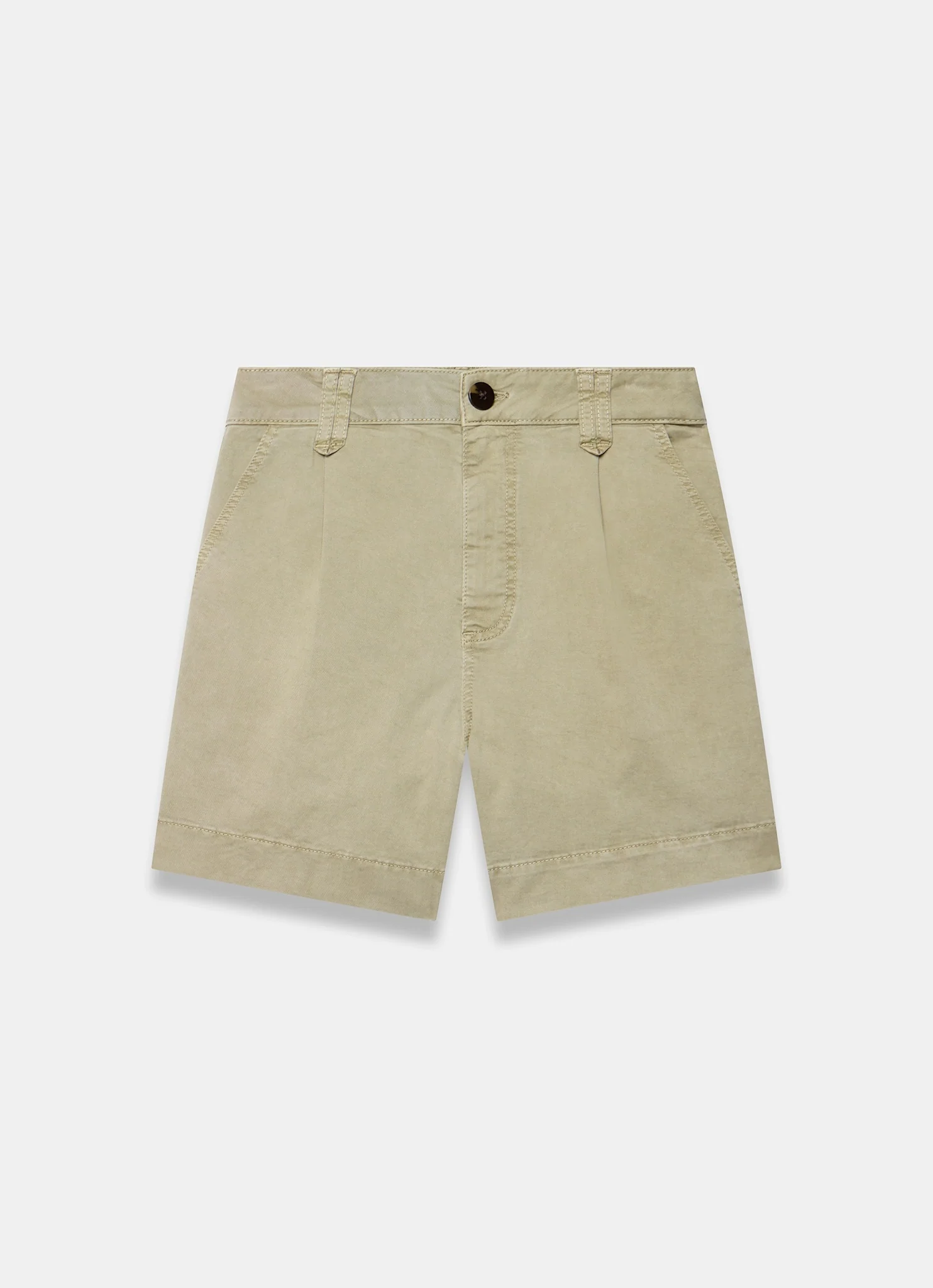 Khaki Pleated Chino Utility Shorts