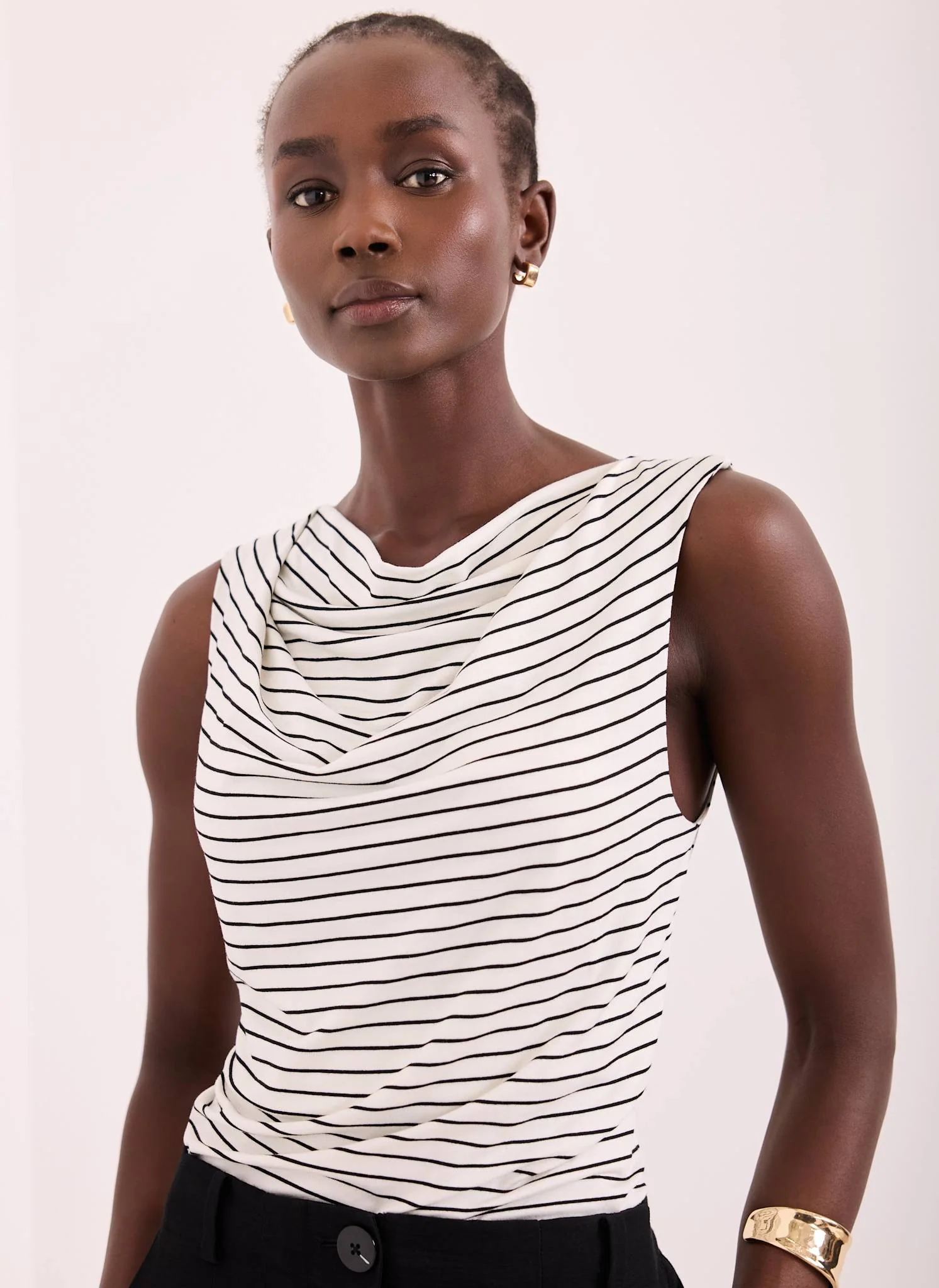 3940-white-black-stripe-cowl-neck-top-1.webp White & Black Stripe Cowl Neck Top