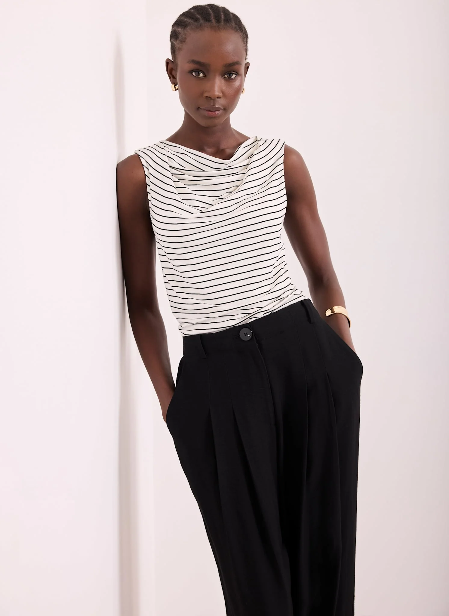 3940-white-black-stripe-cowl-neck-top-2.webp White & Black Stripe Cowl Neck Top