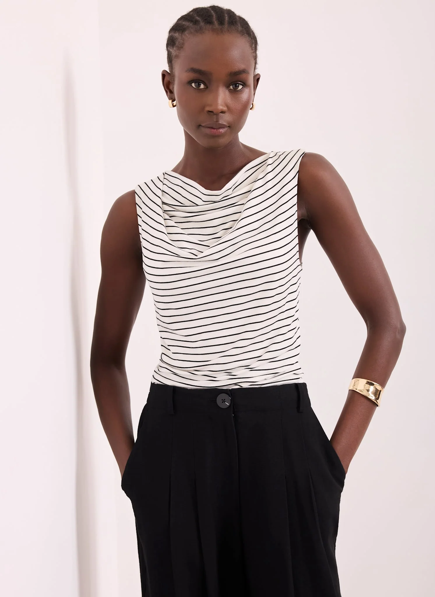 3940-white-black-stripe-cowl-neck-top-3.webp White & Black Stripe Cowl Neck Top