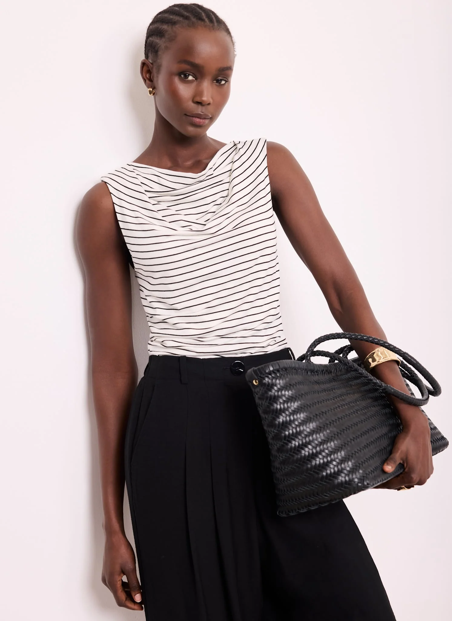 3940-white-black-stripe-cowl-neck-top-4.webp White & Black Stripe Cowl Neck Top