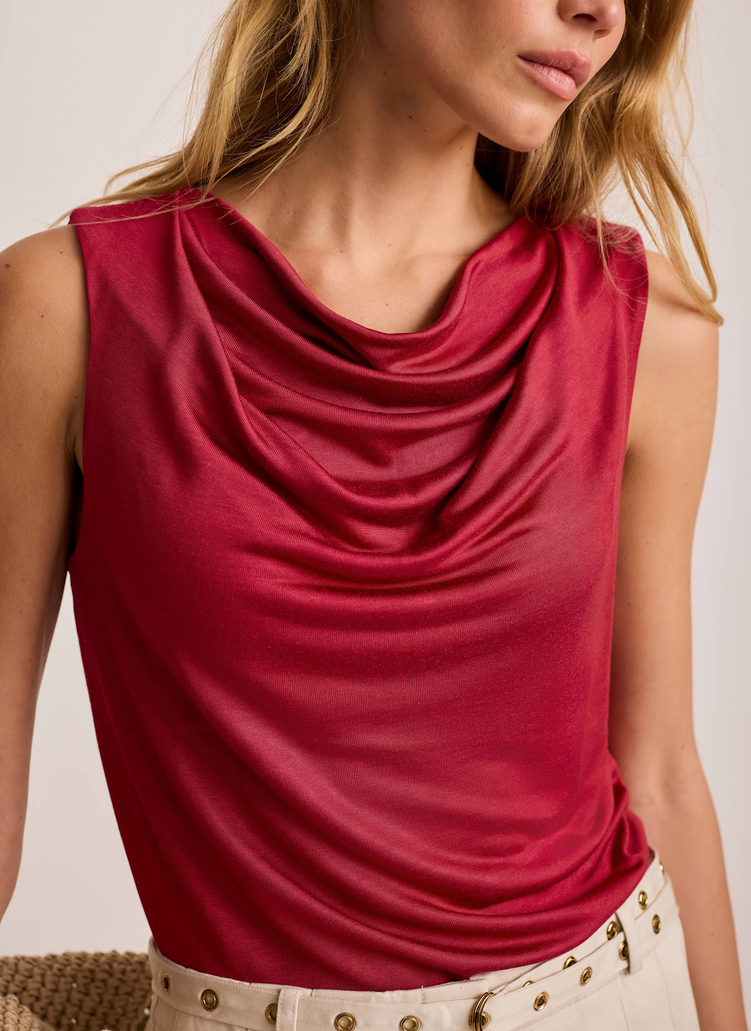 4006-red-cowl-neck-top-4.jpg Red Cowl Neck Top