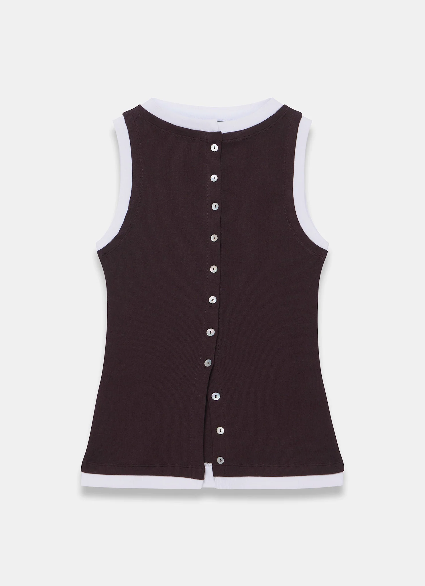 Brown Cotton Blend Sleeveless Top