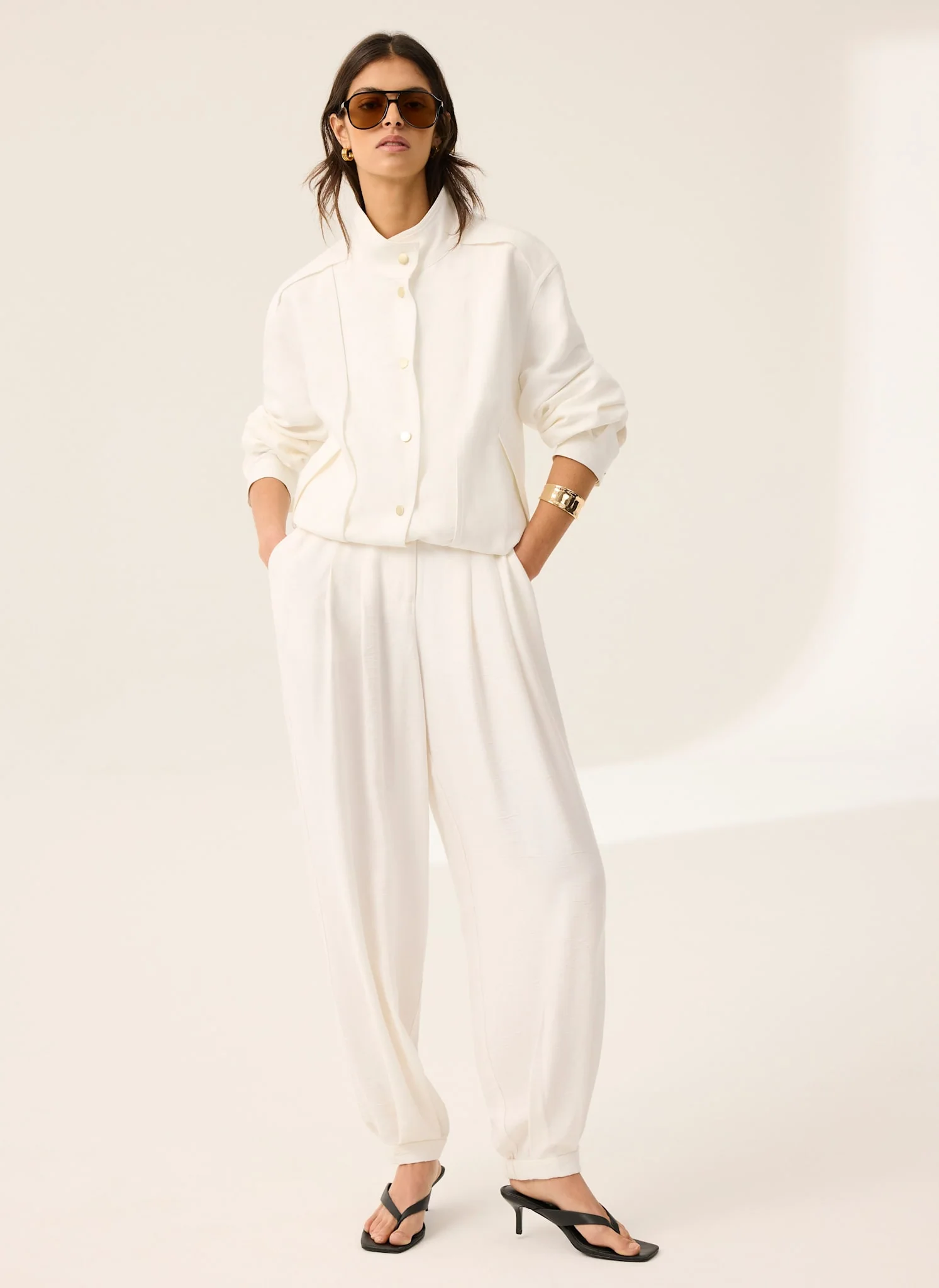 White Soft Balloon Trousers
