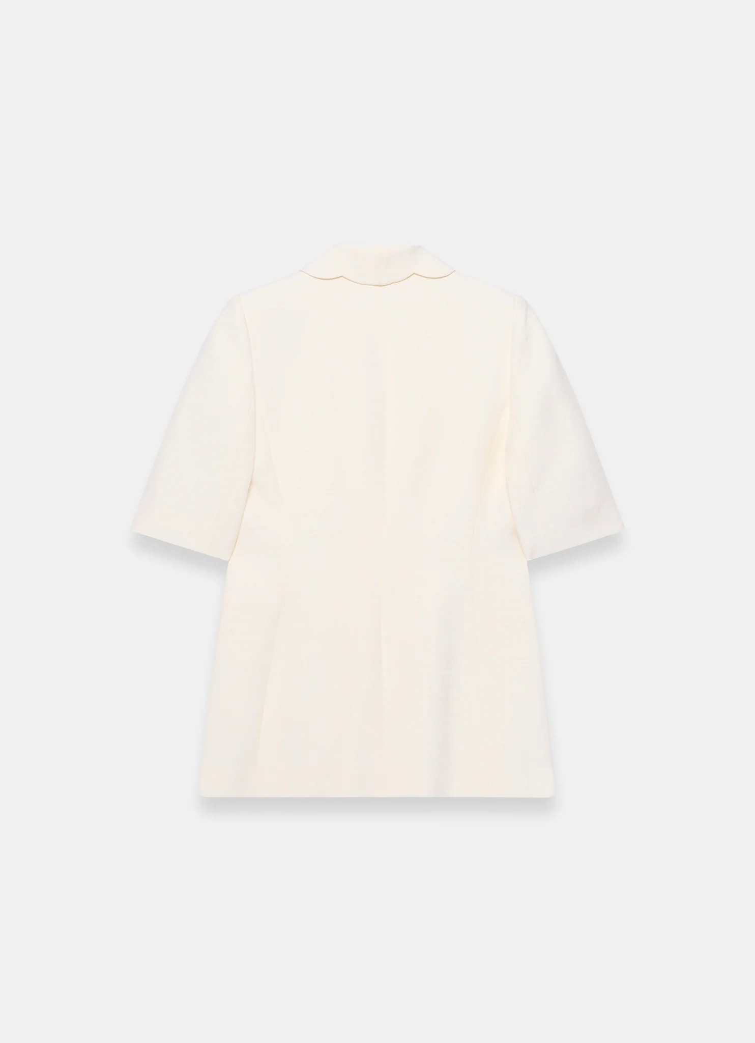 Cream Scallop Front Short Sleeve Blazer