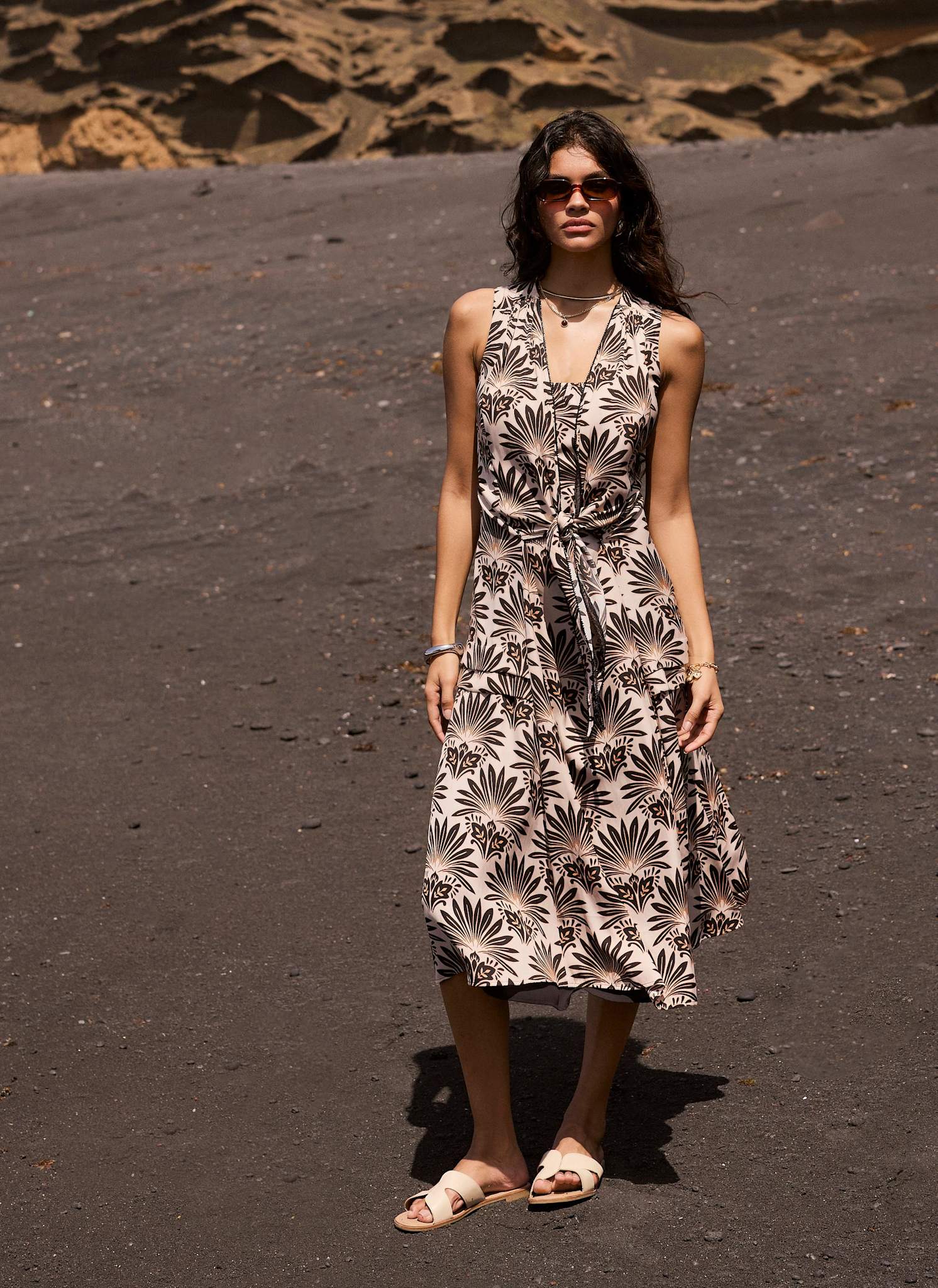 419-neutral-floral-print-midi-dress-2.jpg Neutral Floral Print Midi Dress
