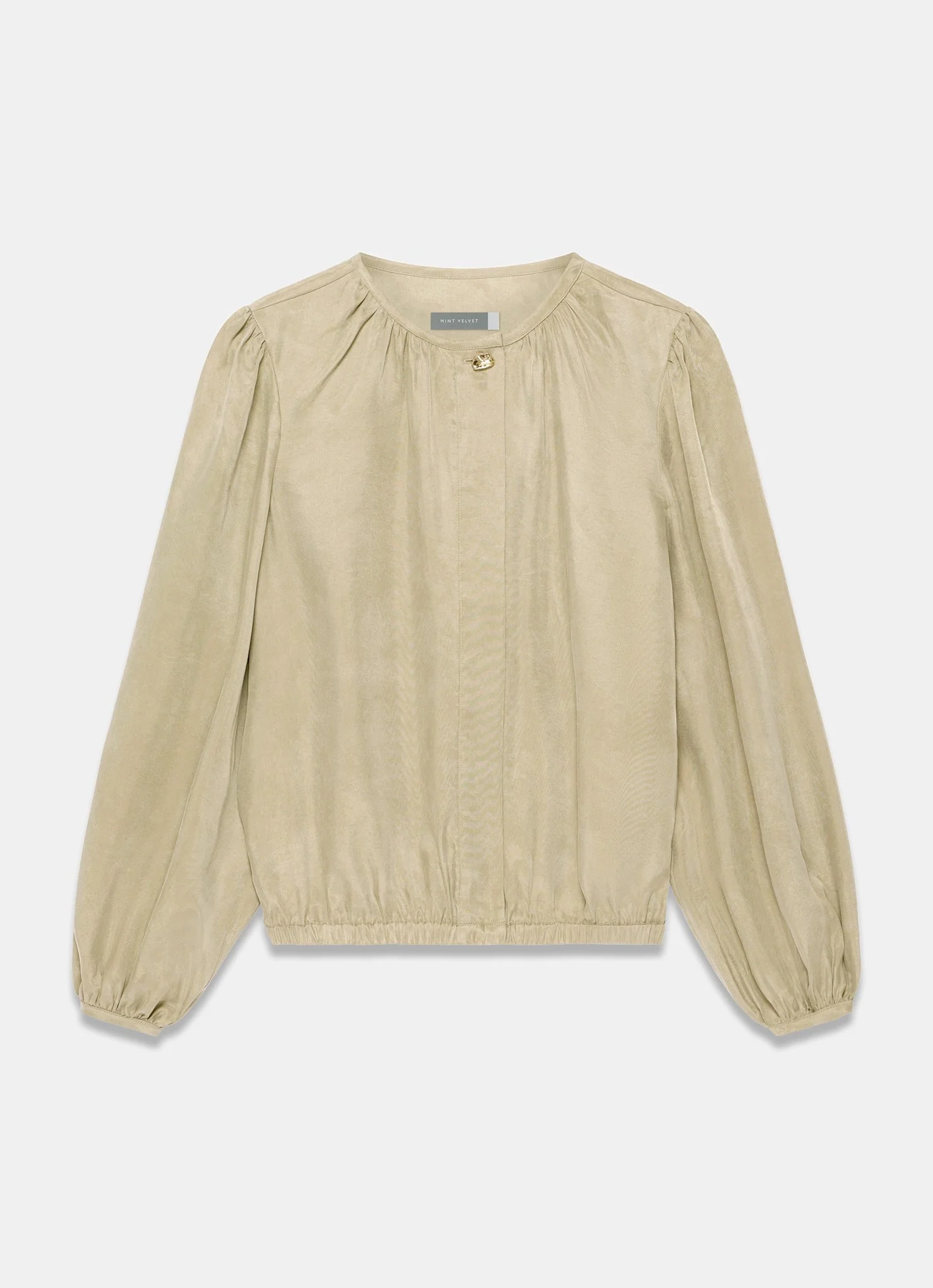 Khaki Long Sleeve Bomber Blouse