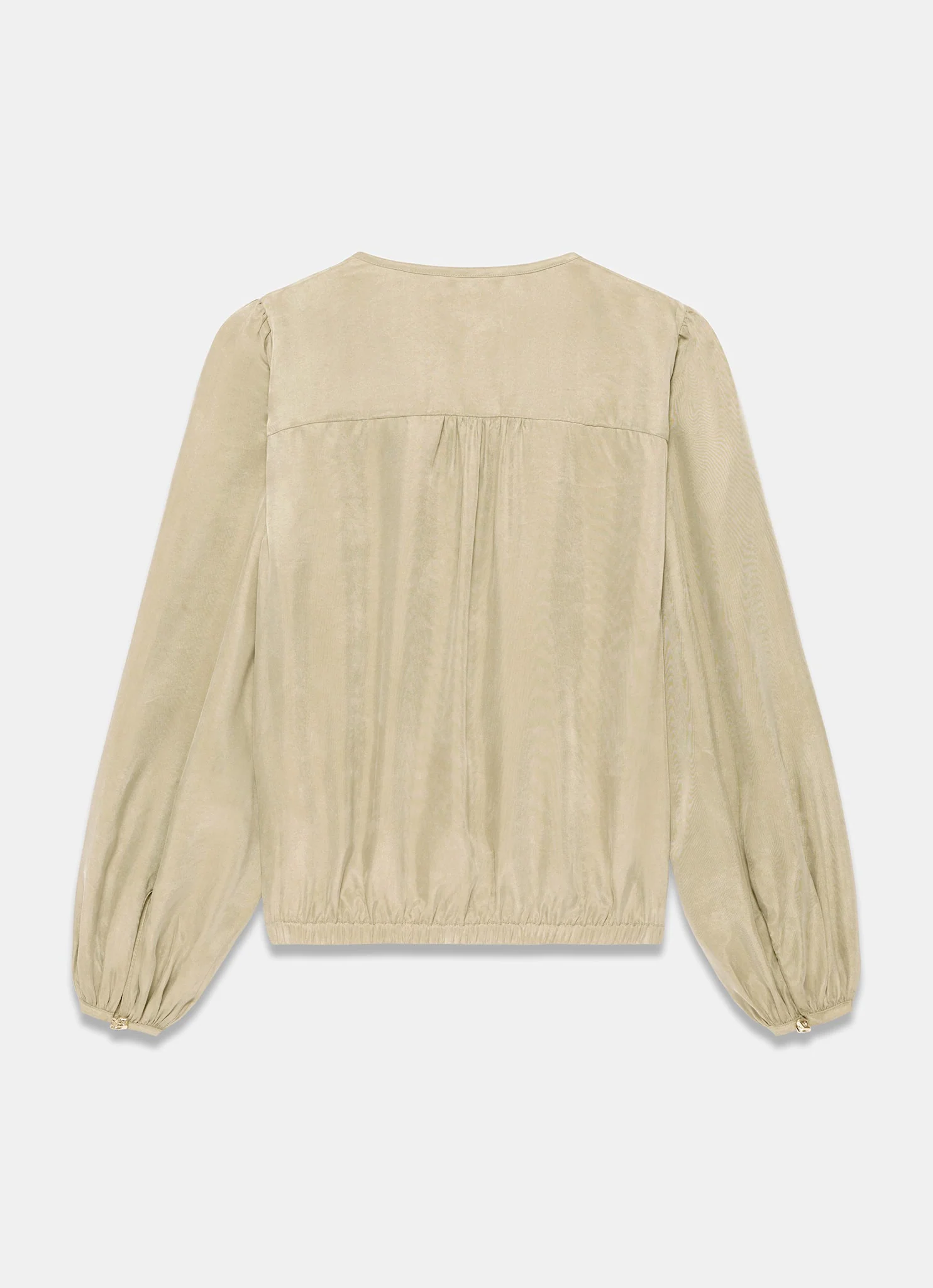 Khaki Long Sleeve Bomber Blouse