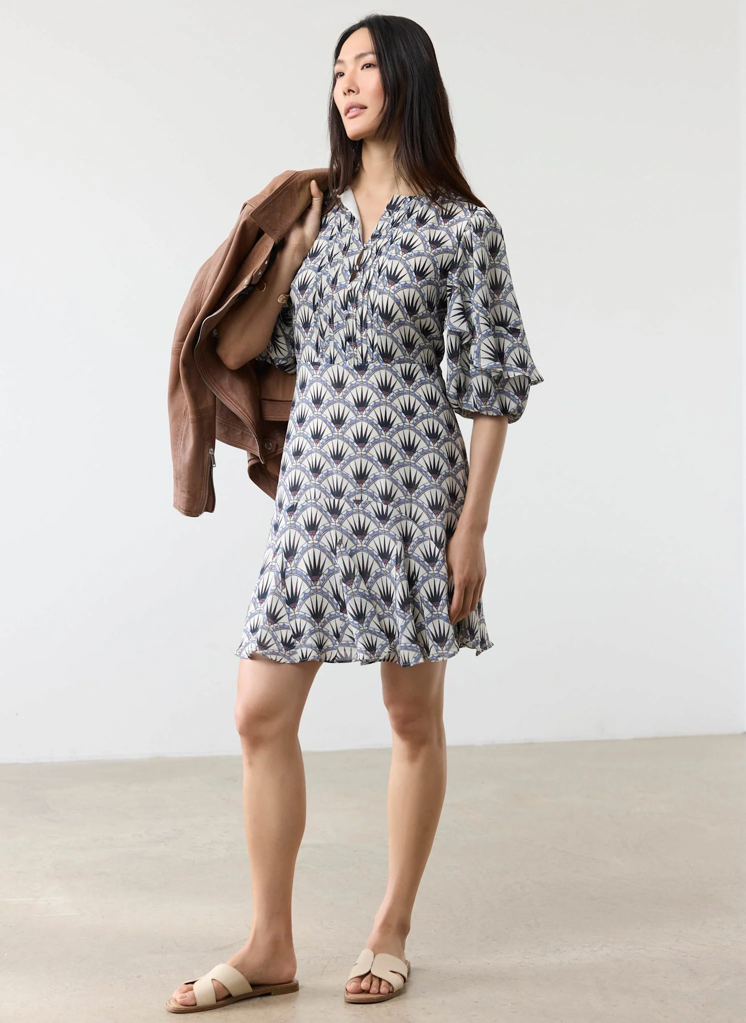 Blue Geo Print Mini Dress